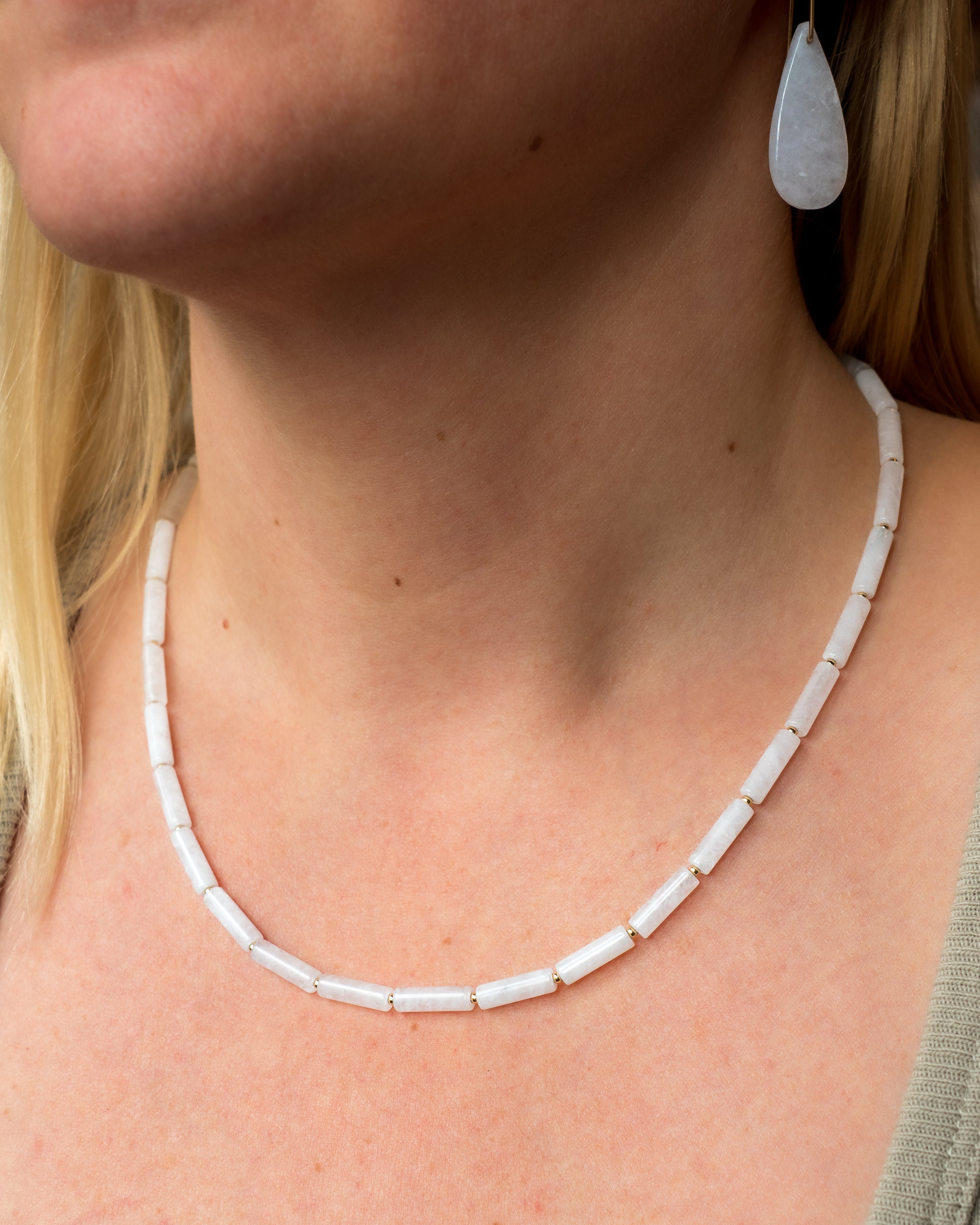 Coastal Mist White Jade Necklace