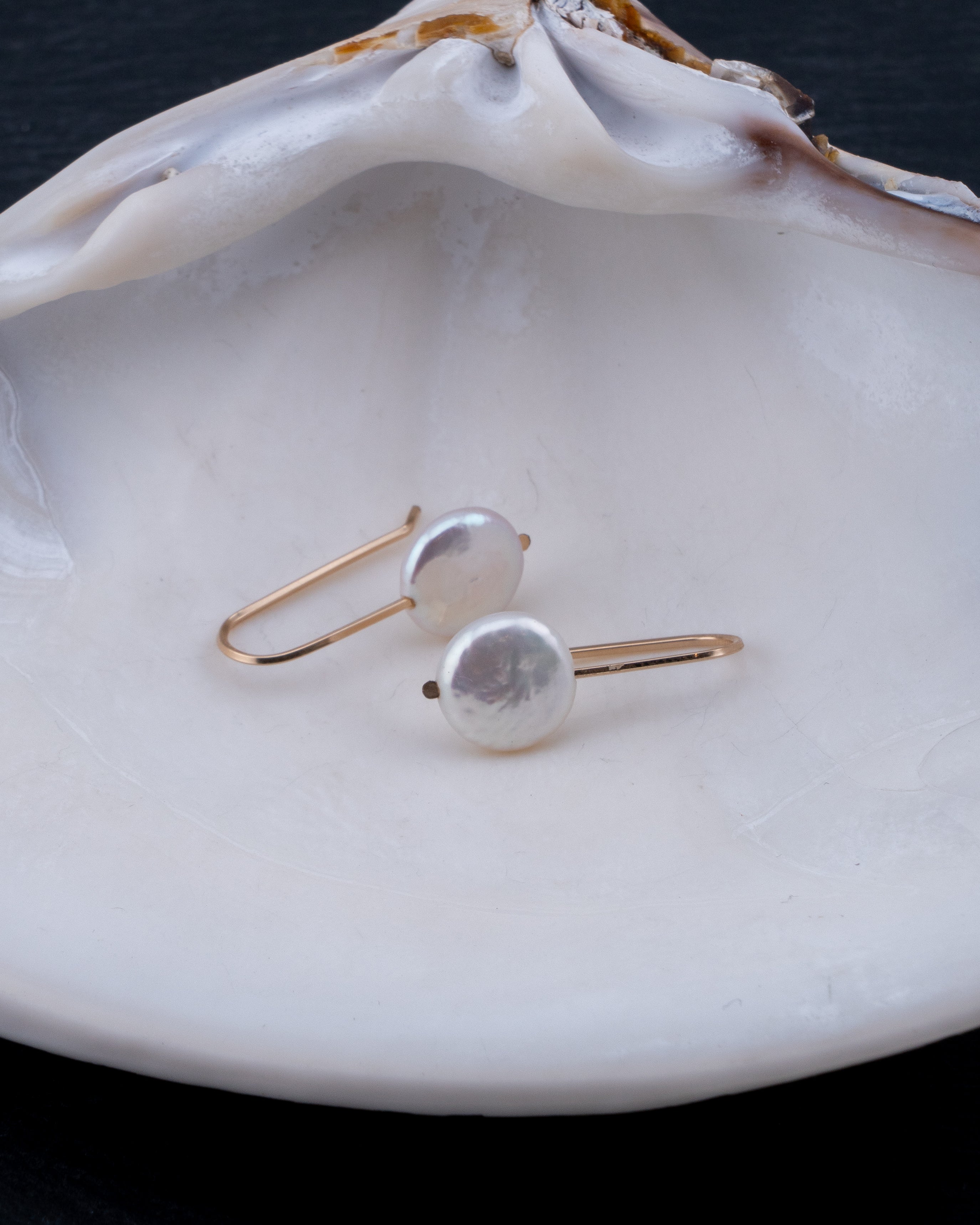 Lunar Glow Coin Pearl Earrings