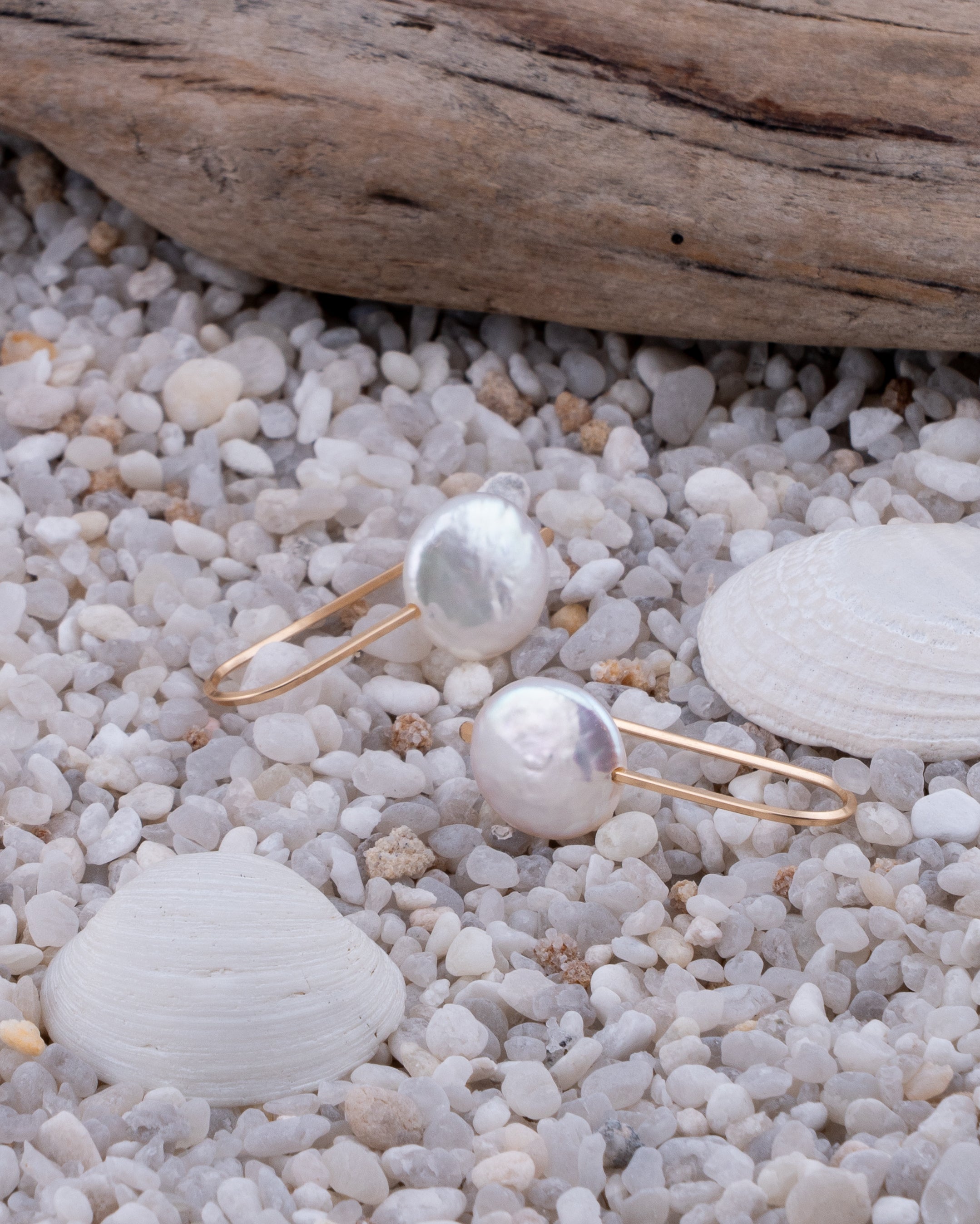 Lunar Glow Coin Pearl Earrings