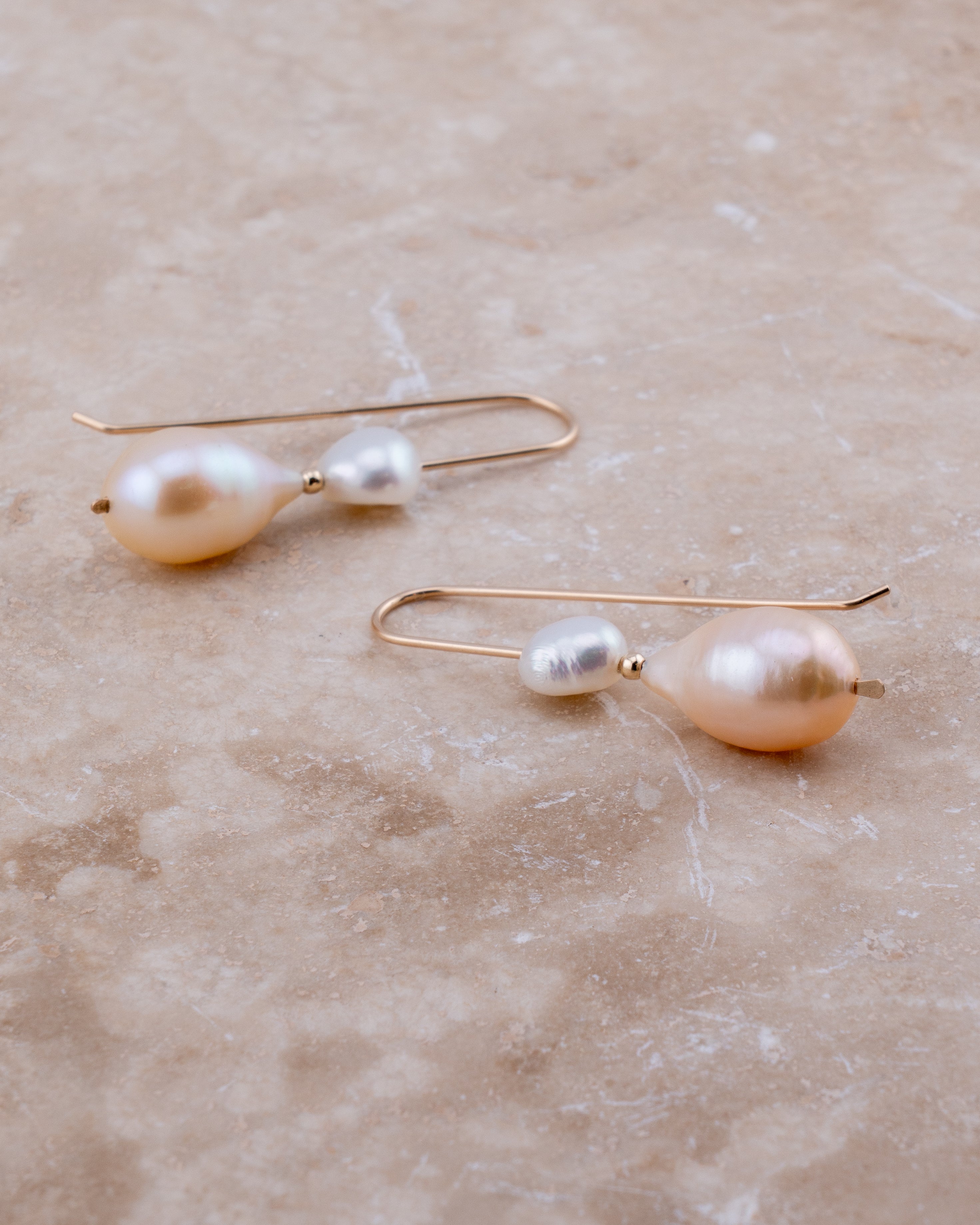 Golden Shore Teardrop Pearl Earrings