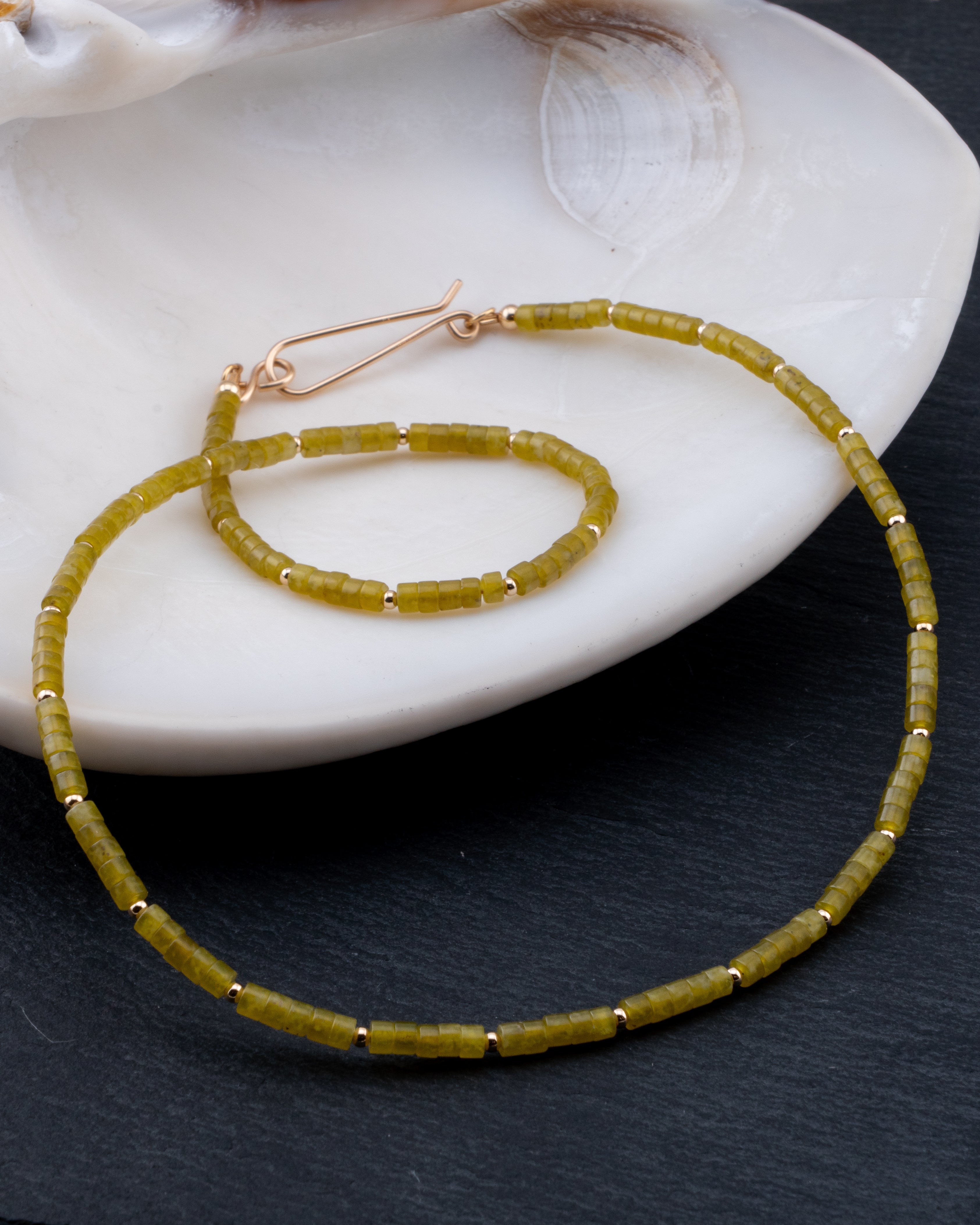 Moss Forest Olive Jade Necklace