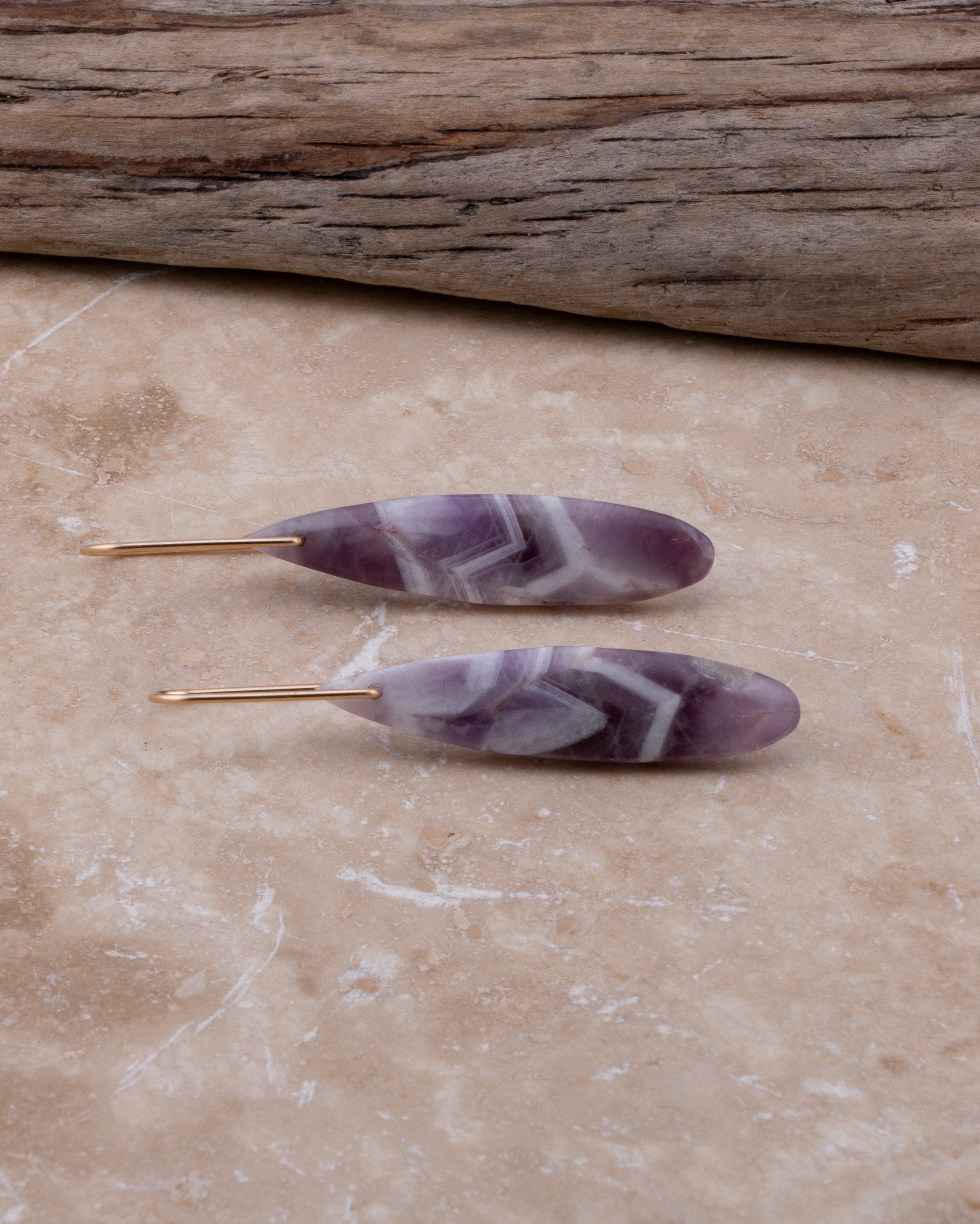 Chevron Amethyst Teardrop Dangles