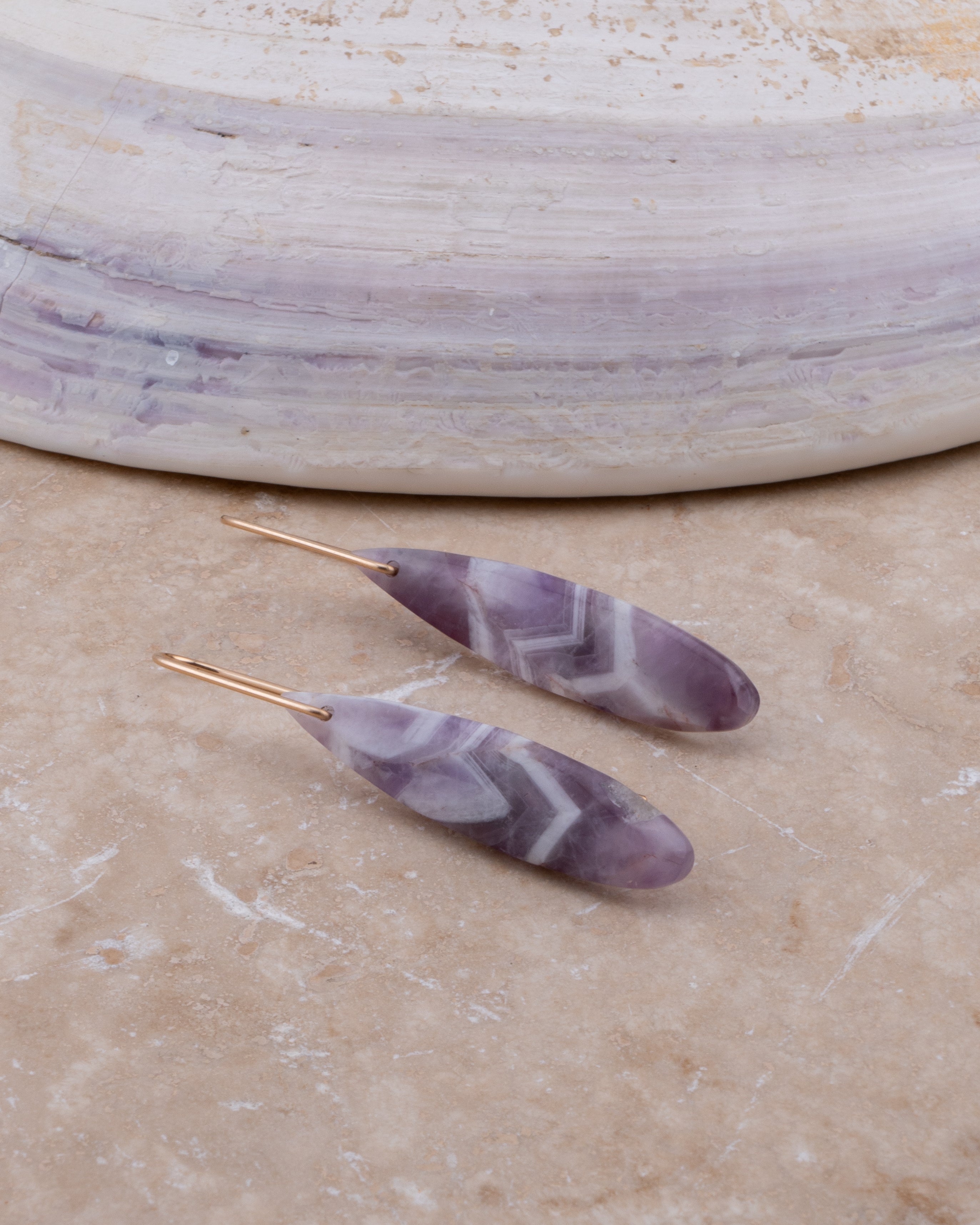 Chevron Amethyst Teardrop Dangles