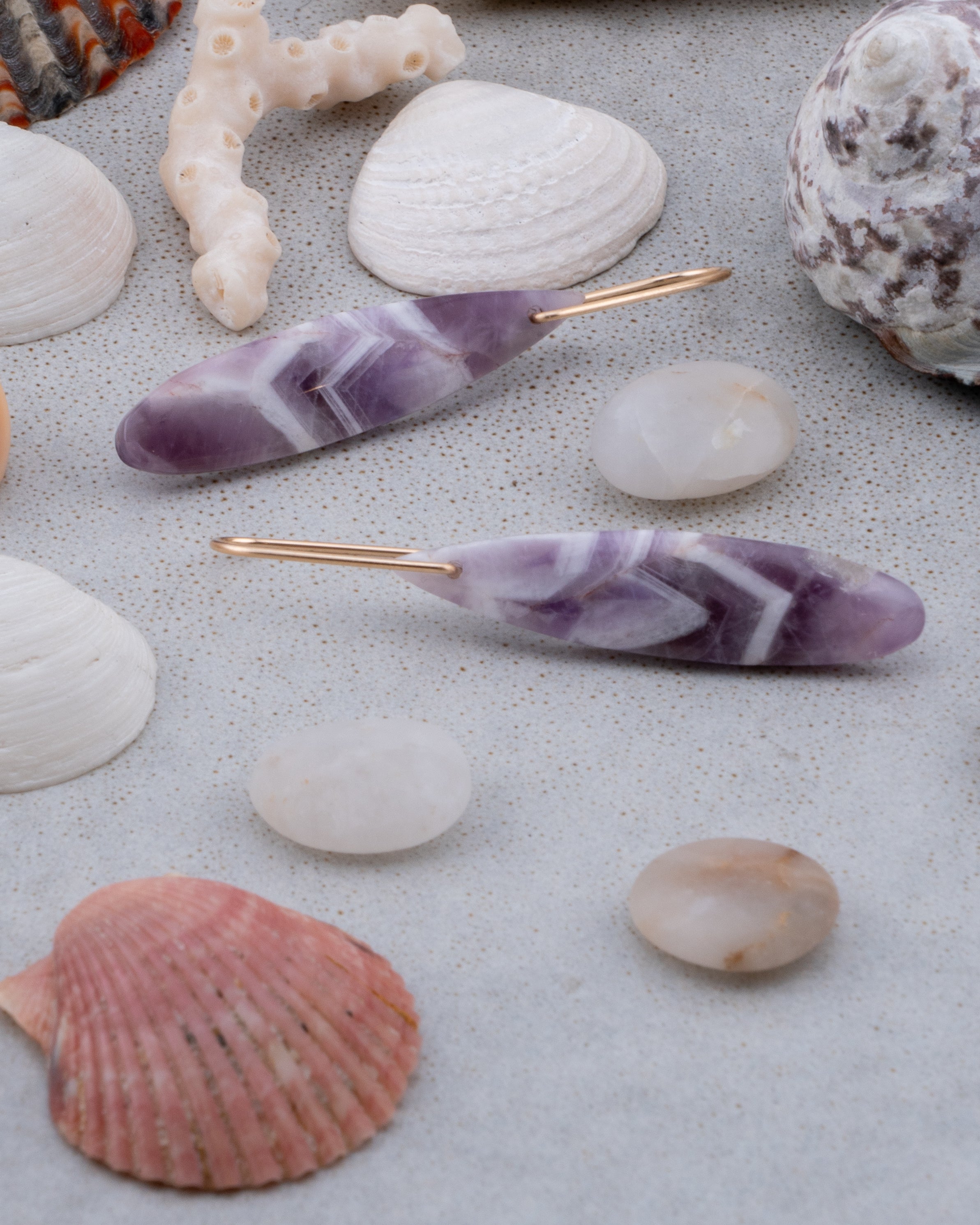Chevron Amethyst Teardrop Dangles