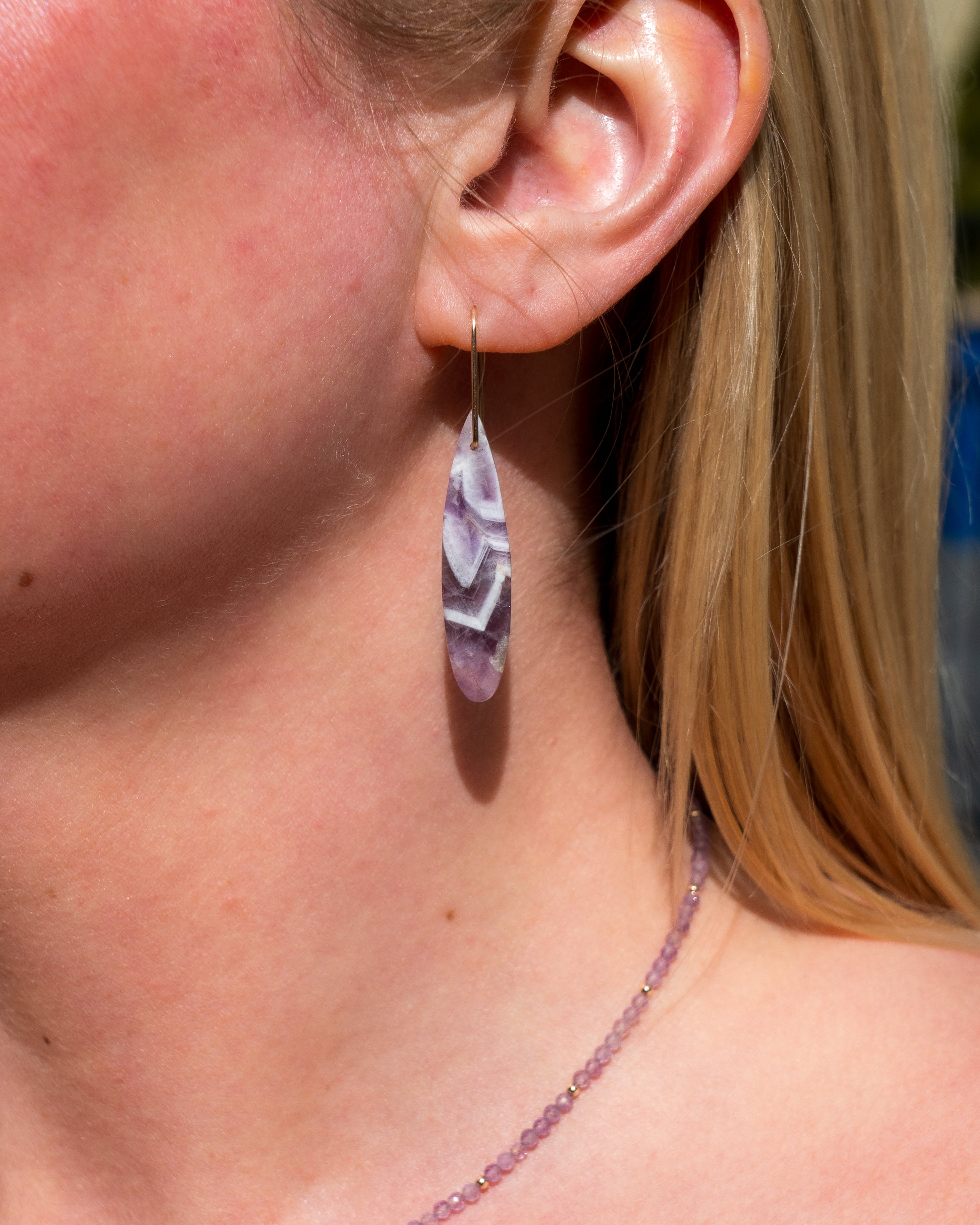Chevron Amethyst Teardrop Dangles