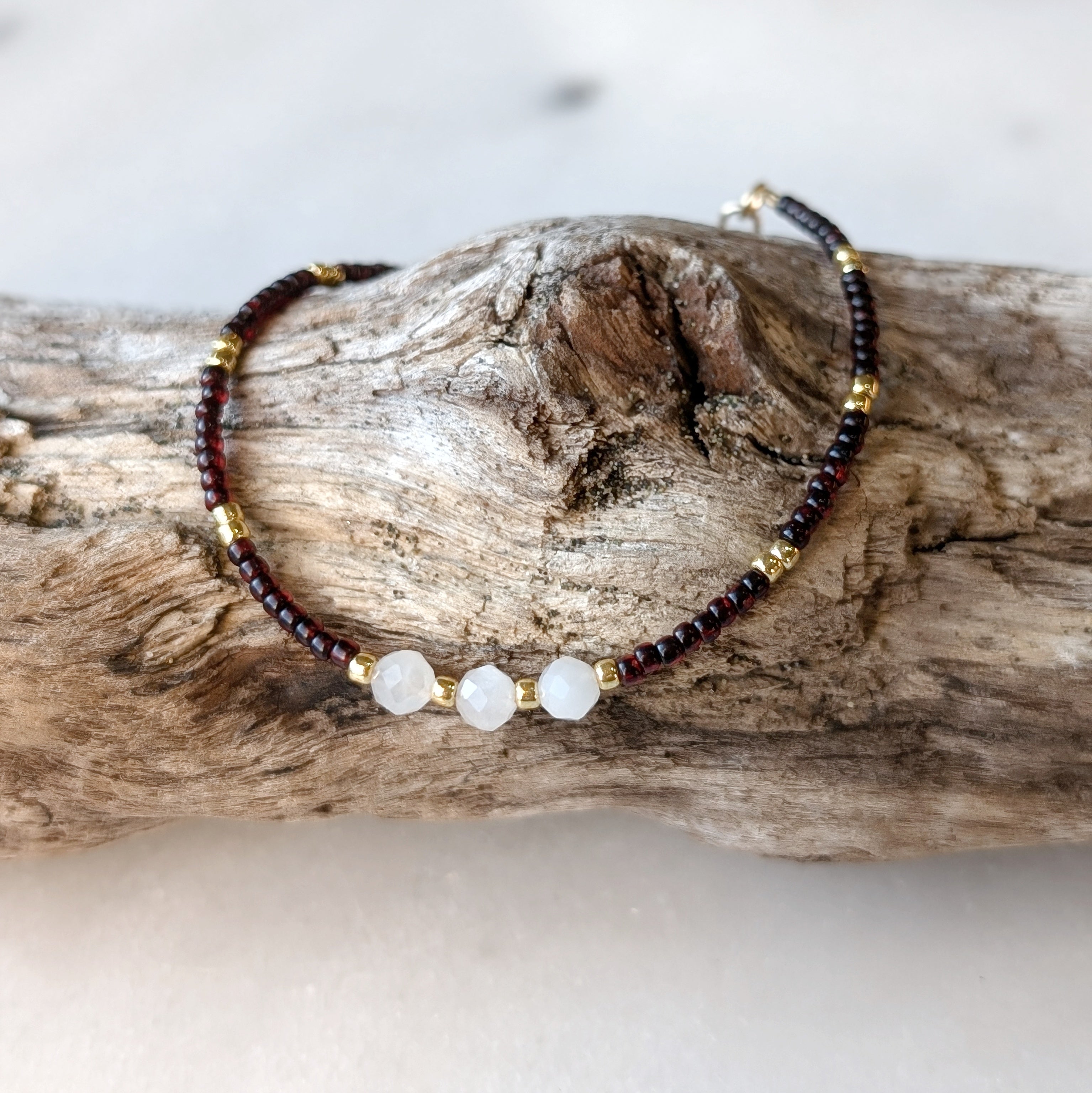 Moonstone Triple Ruby Bracelet