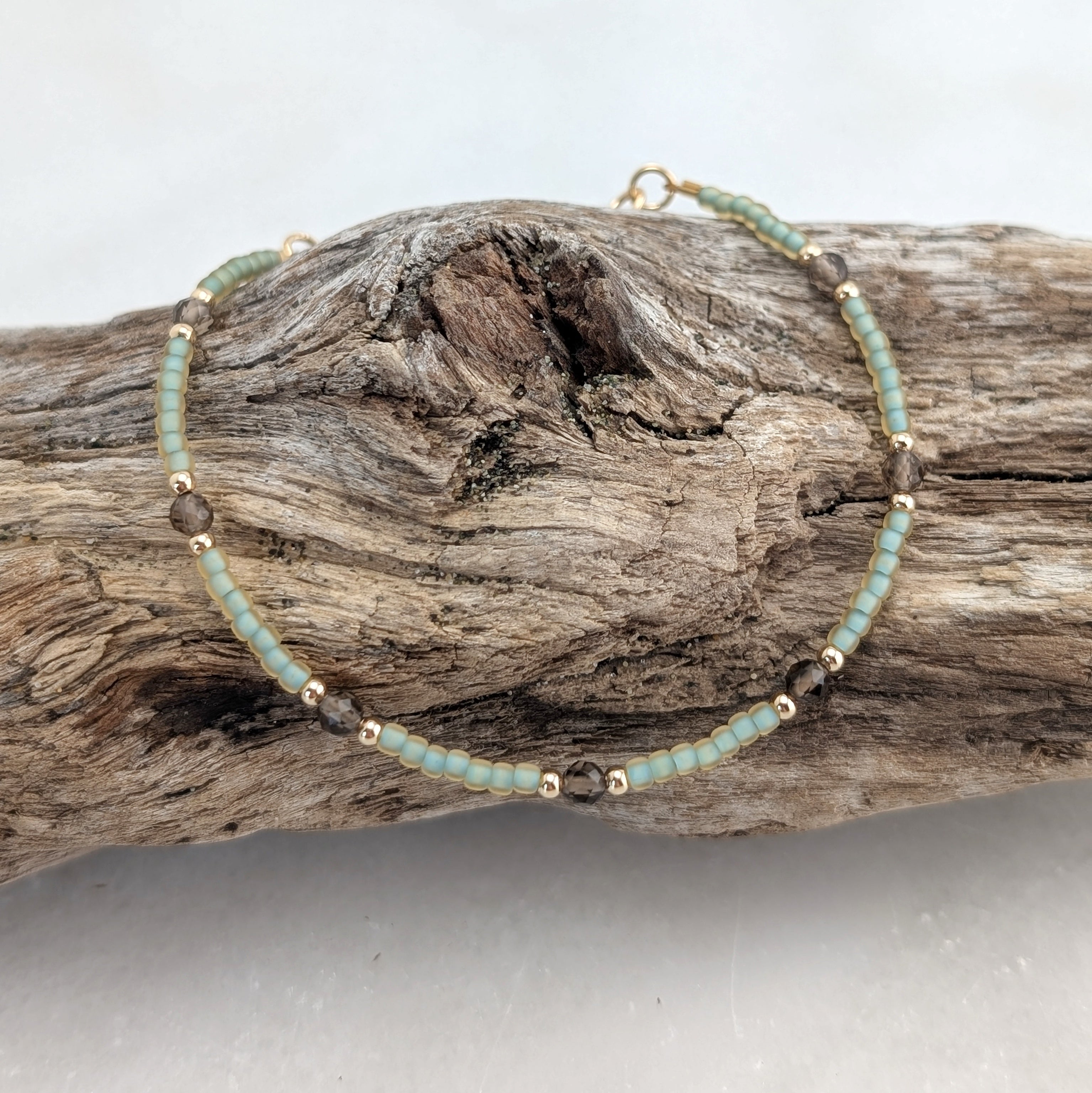 Smoky Quartz Grounding Sea Foam Bracelet