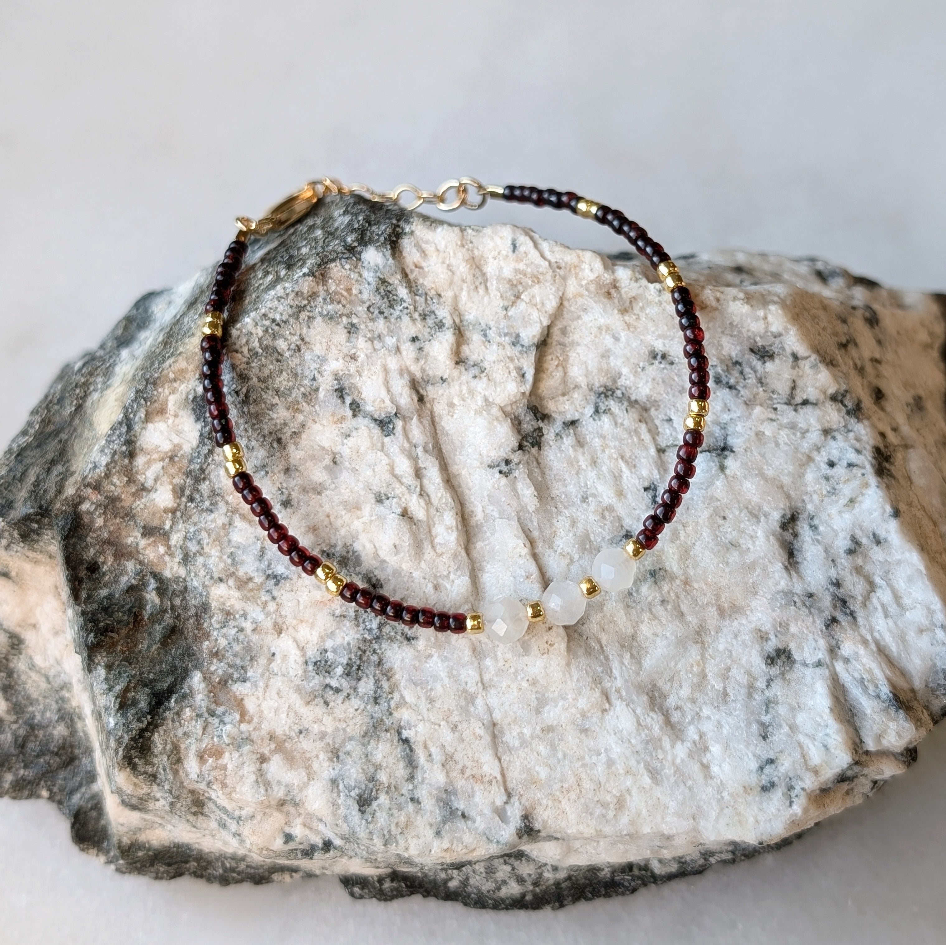 Moonstone Triple Ruby Bracelet