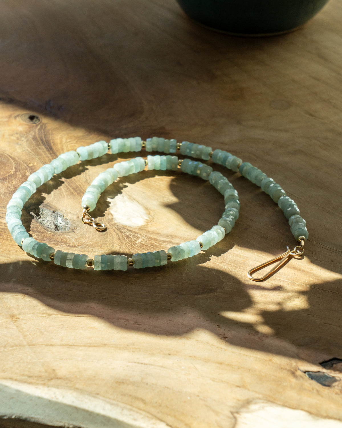 Glacial Sea Aquamarine Heishi Necklace