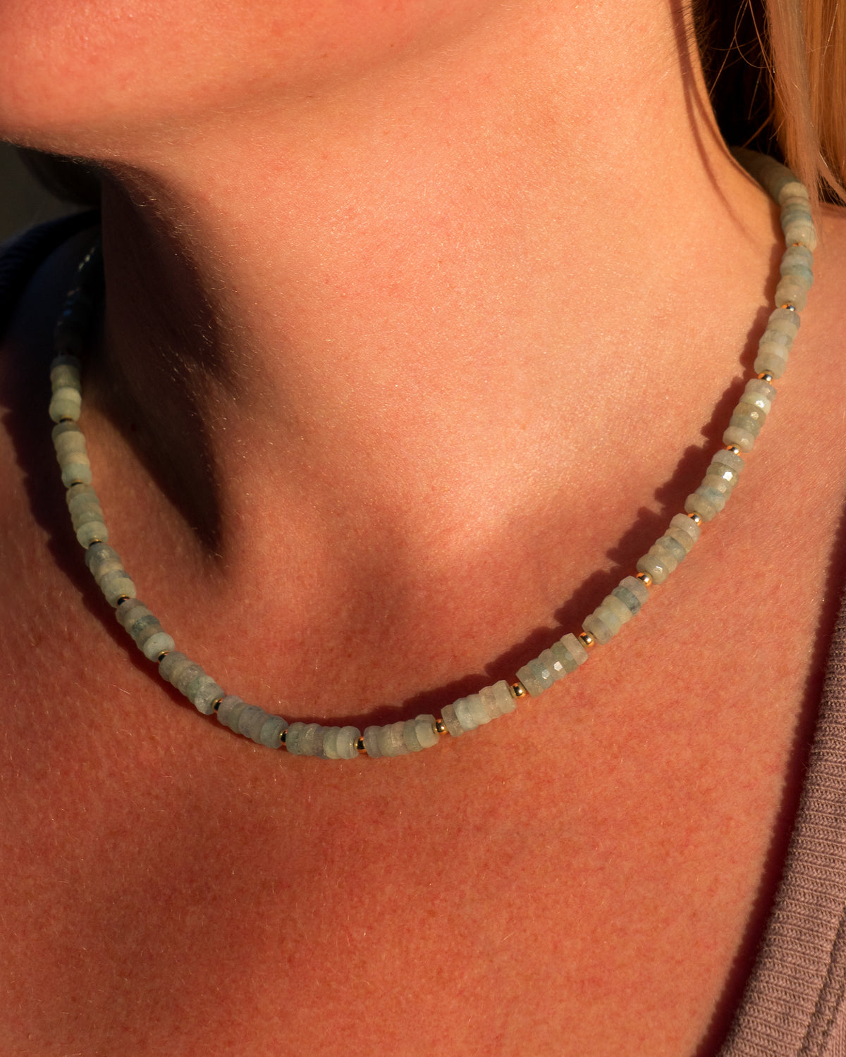 Glacial Sea Aquamarine Heishi Necklace