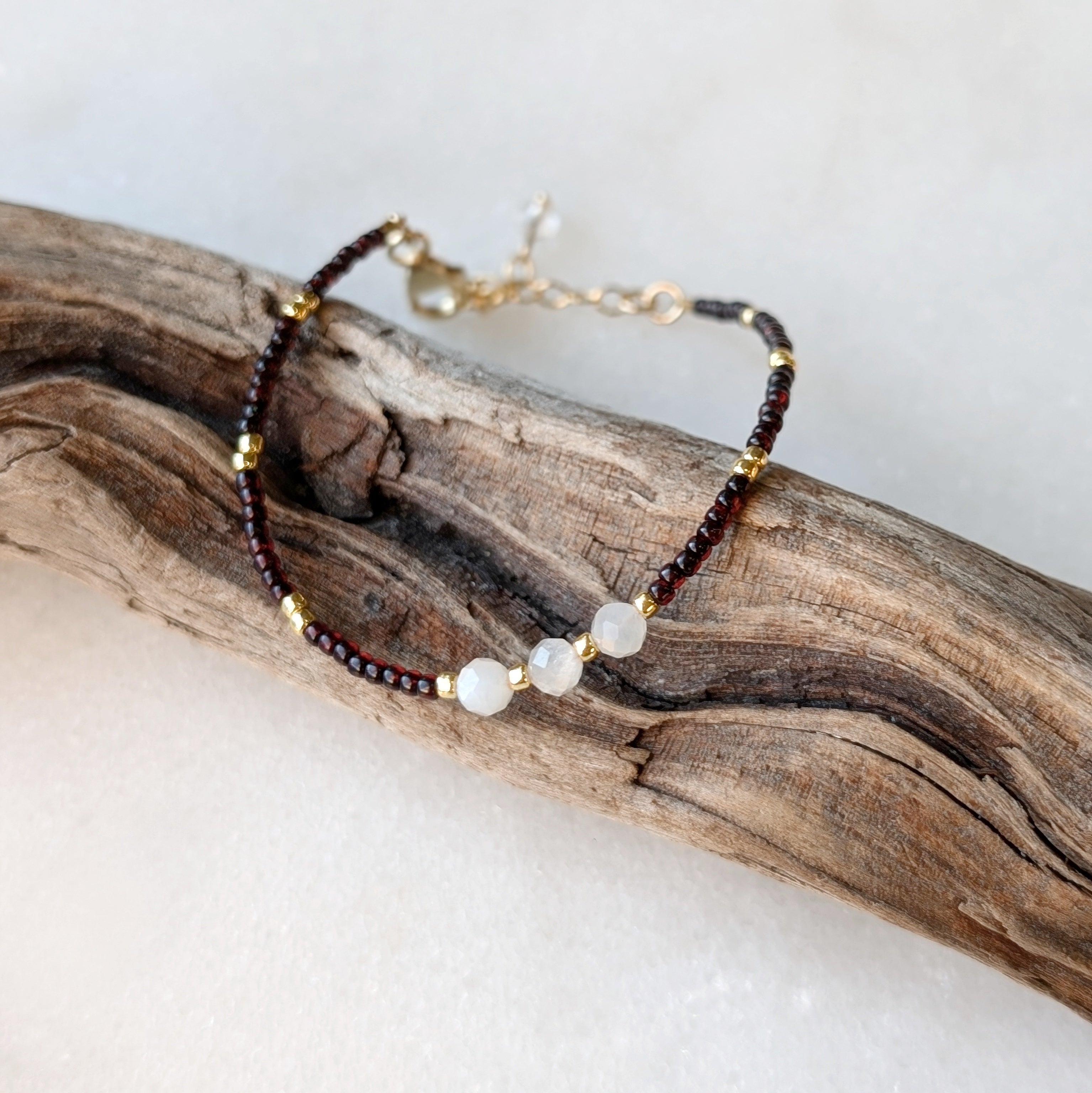 Moonstone Triple Ruby Bracelet