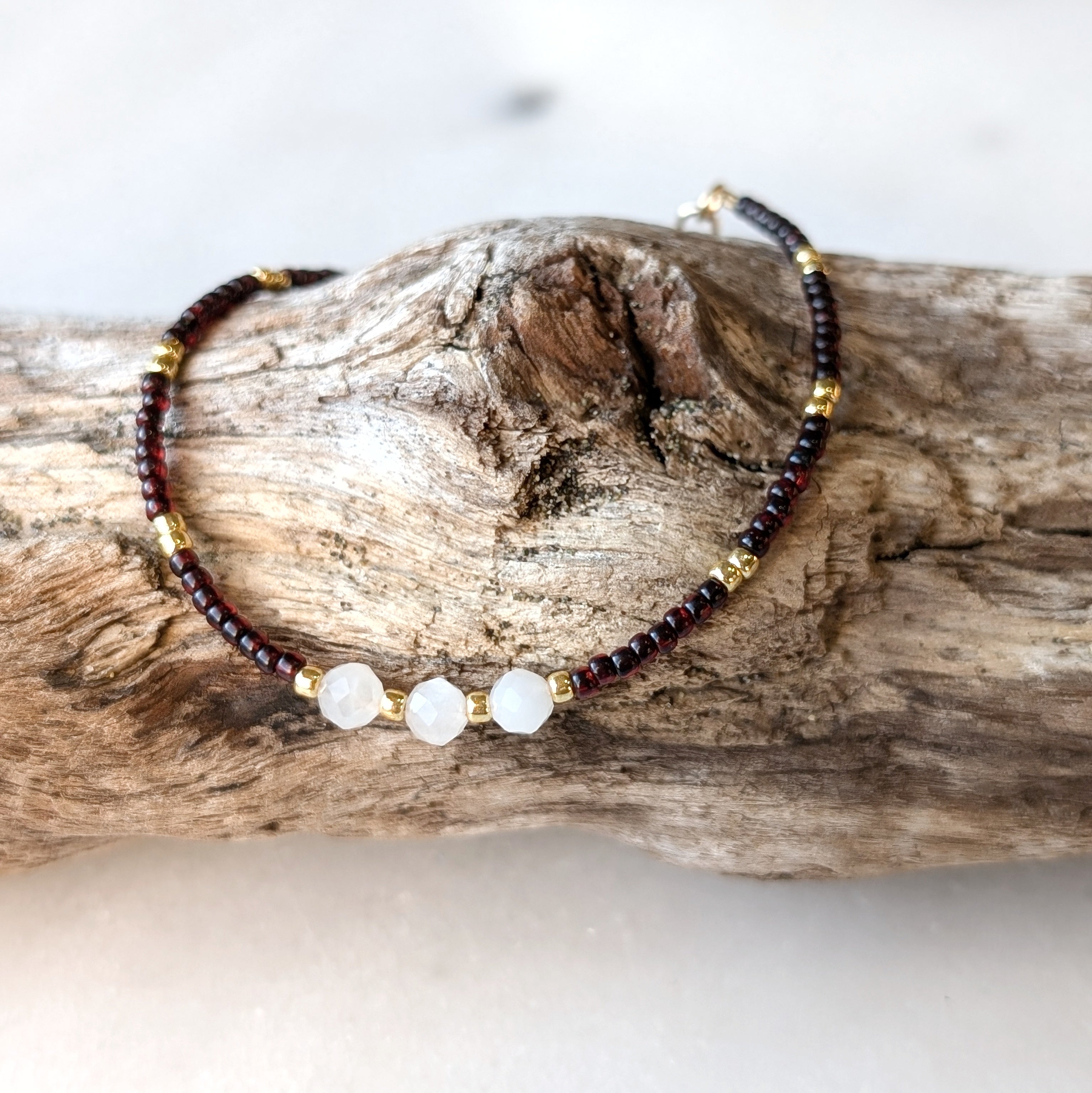 Moonstone Triple Ruby Bracelet