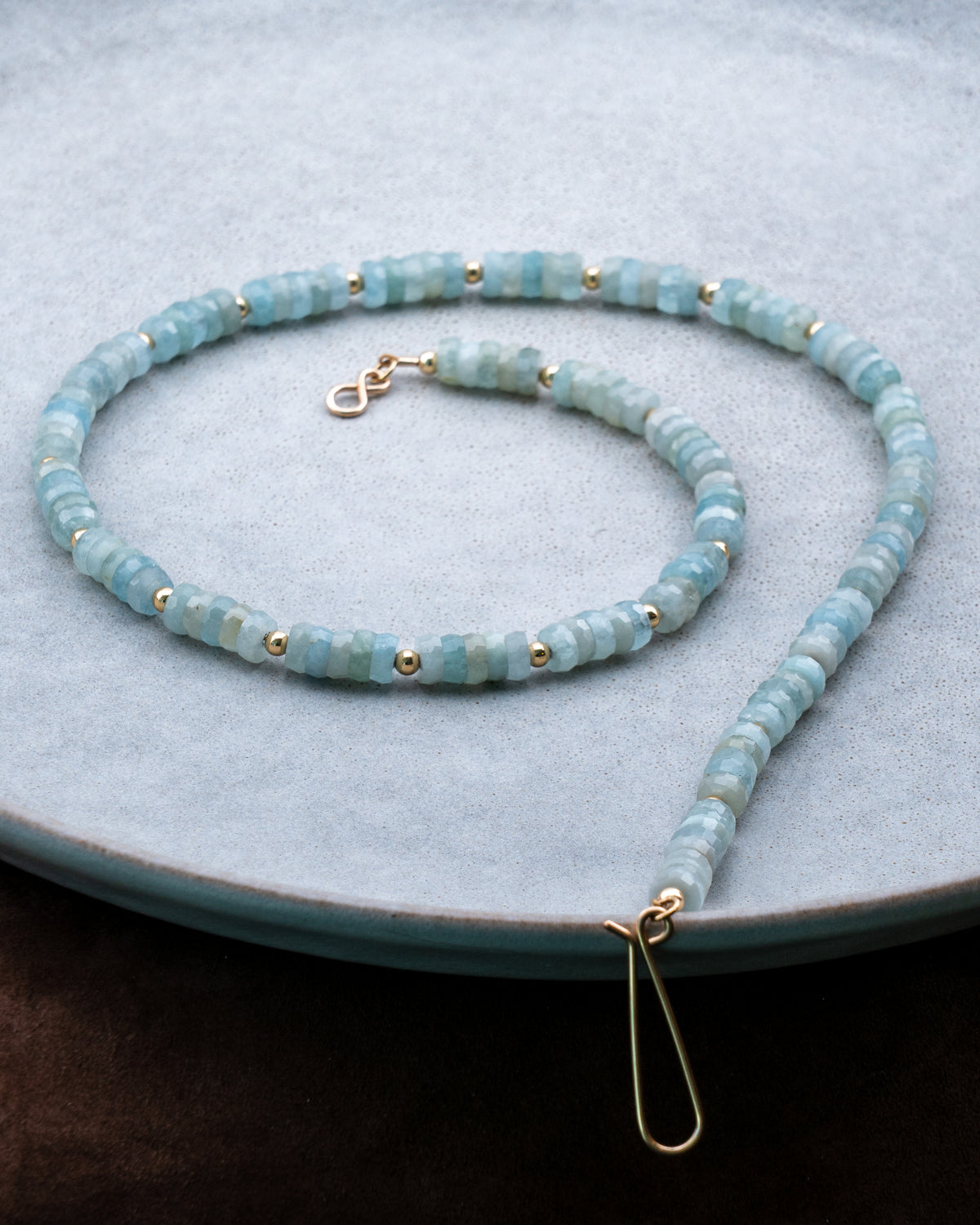 Glacial Sea Aquamarine Heishi Necklace