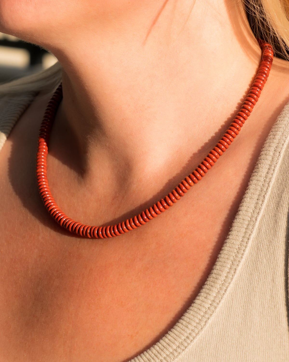 Canyon Clay Jasper Rondelle Necklace