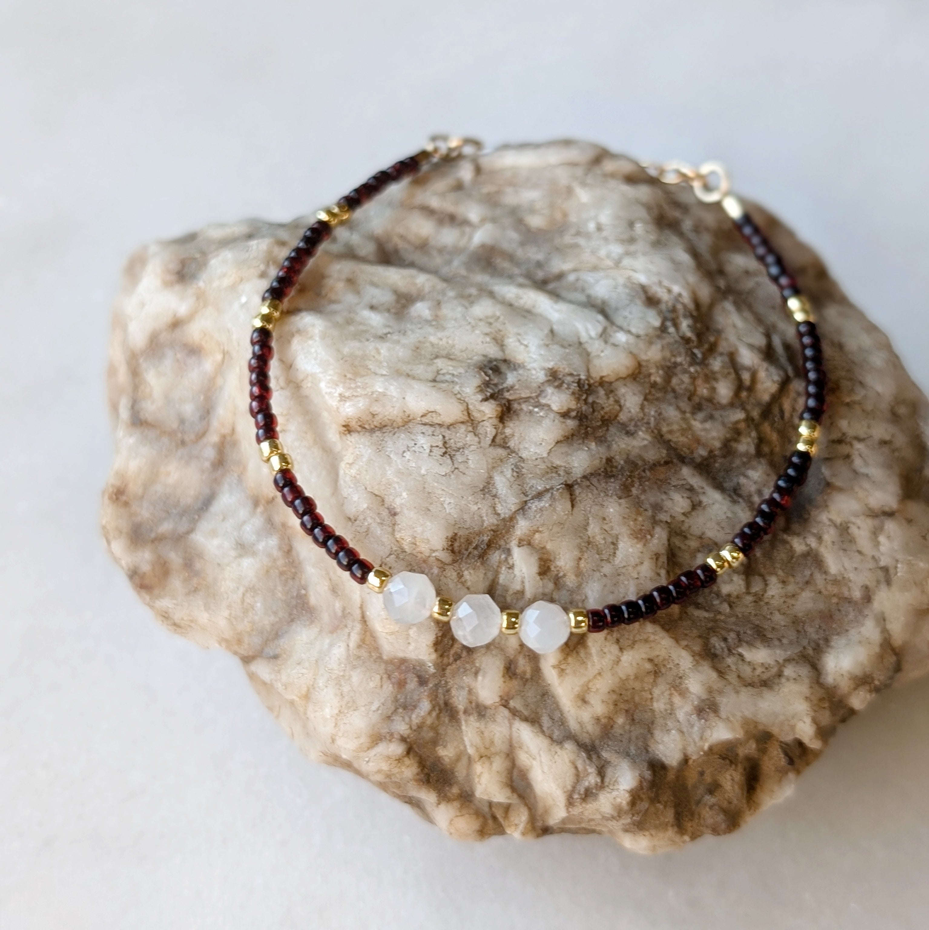 Moonstone Triple Ruby Bracelet
