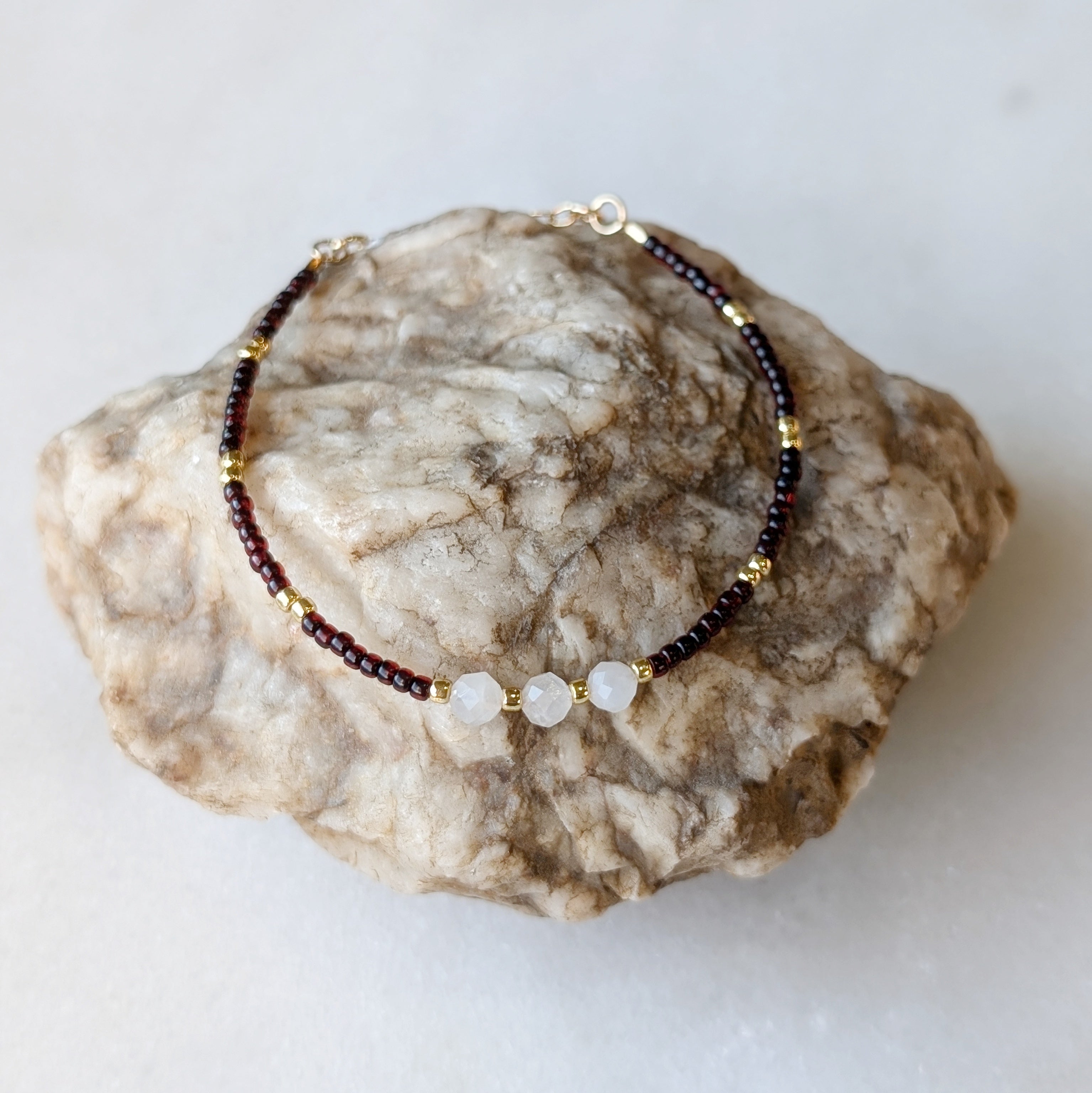 Moonstone Triple Ruby Bracelet