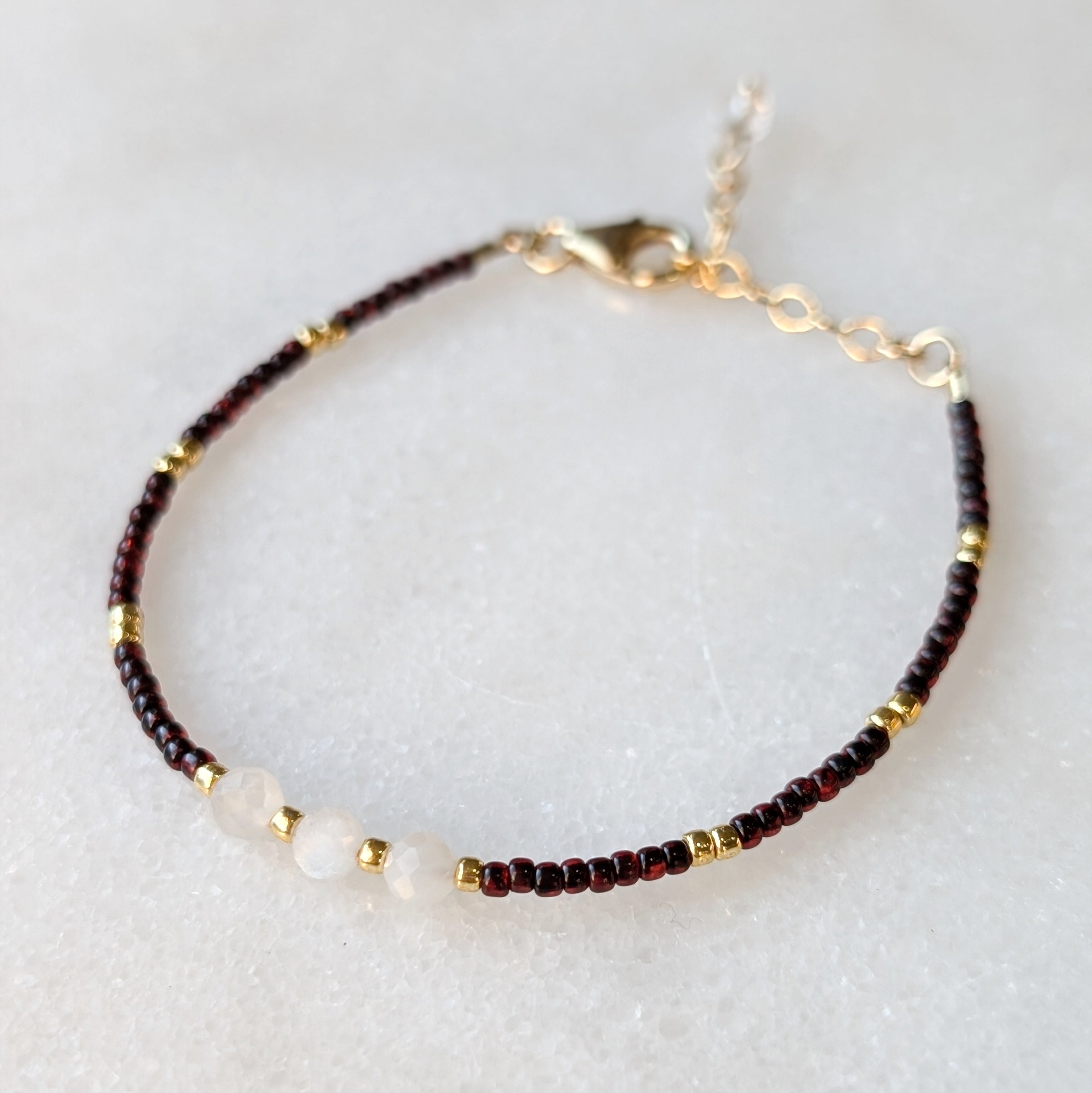 Moonstone Triple Ruby Bracelet