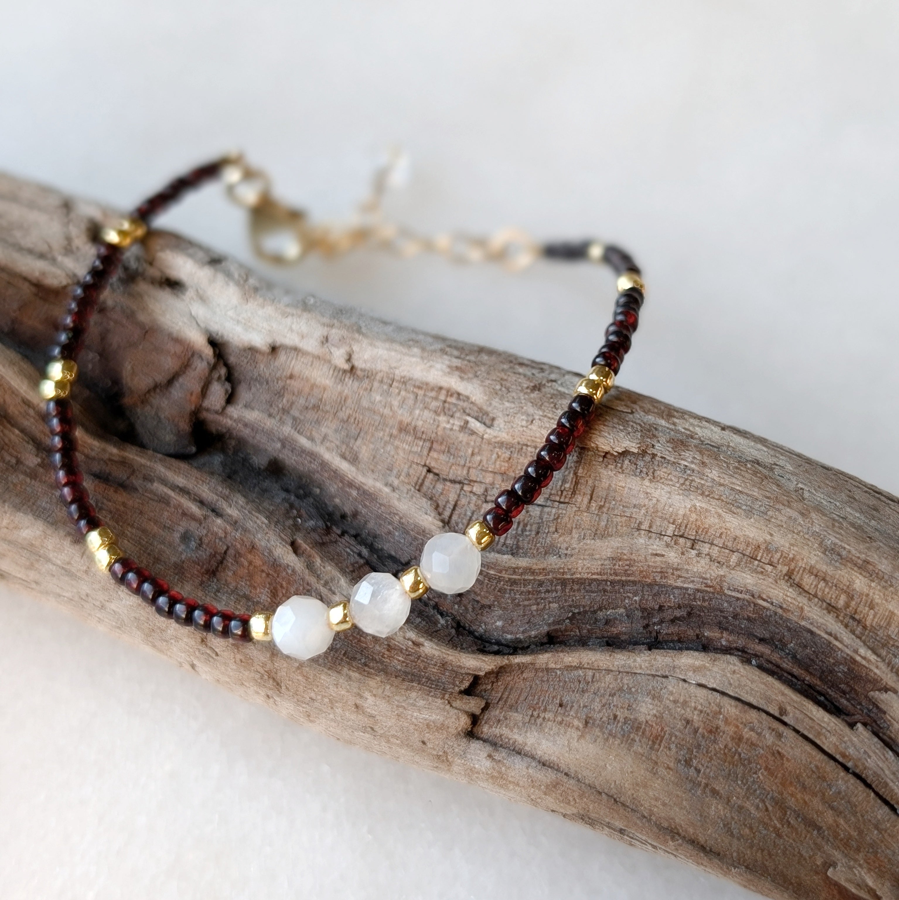 Moonstone Triple Ruby Bracelet