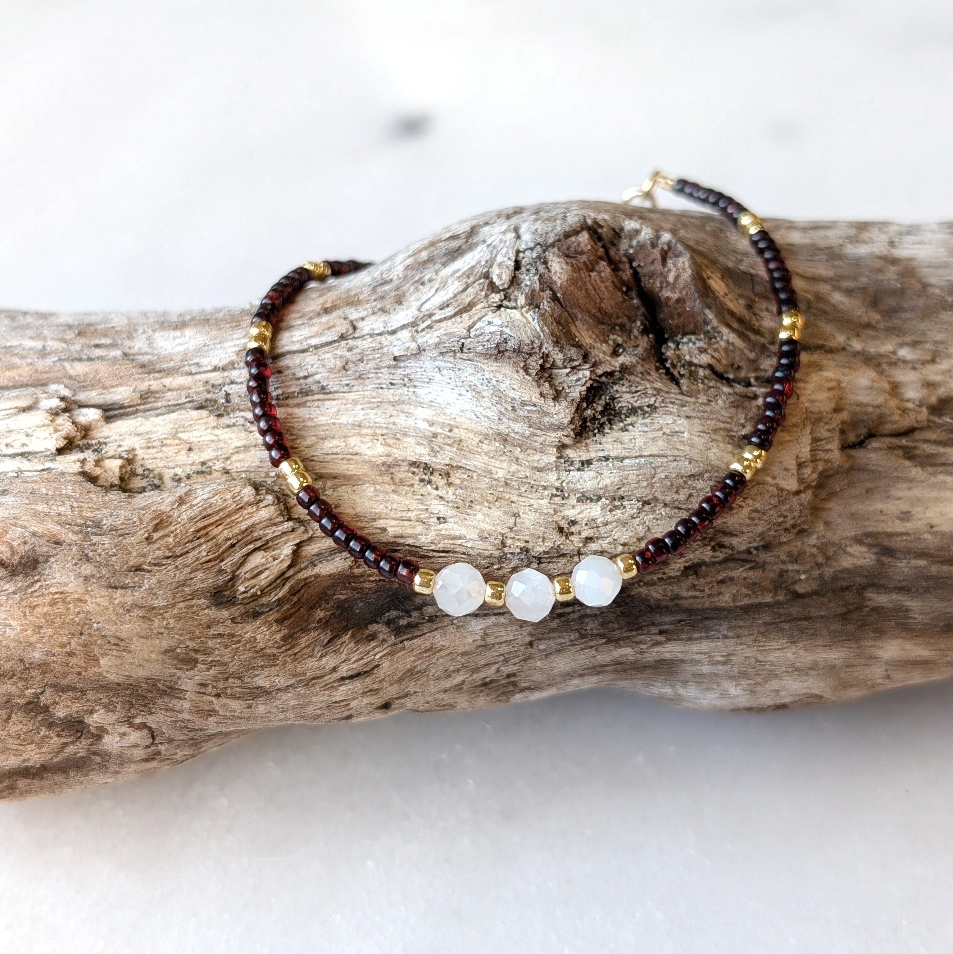 Moonstone Triple Ruby Bracelet