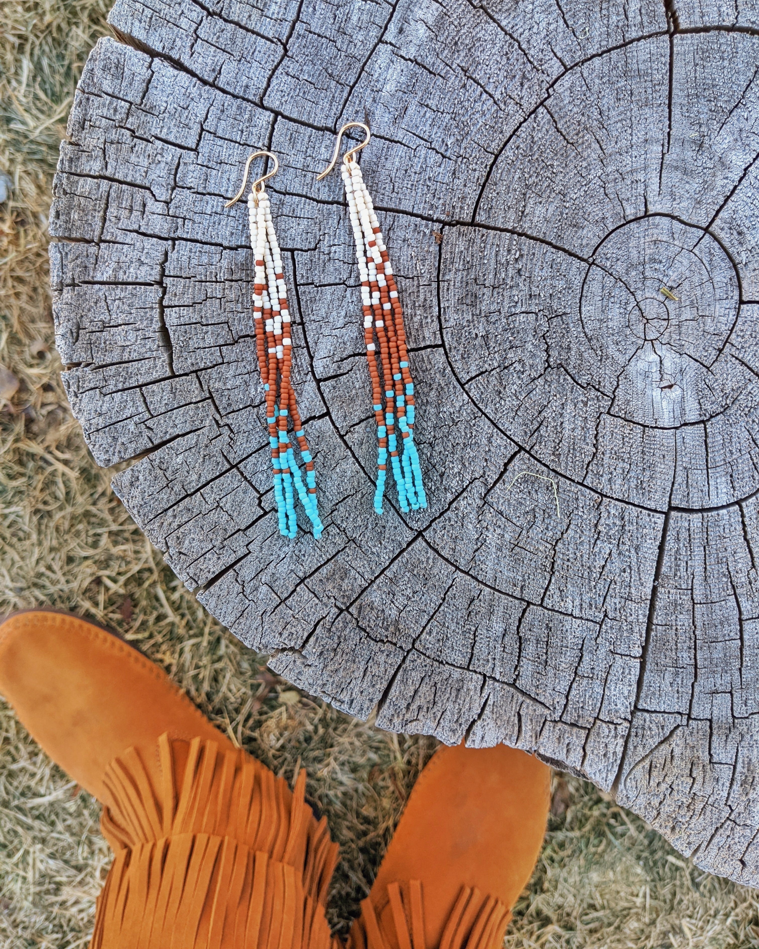 Southwest Wanderer Long Fringe Beaded Earrings