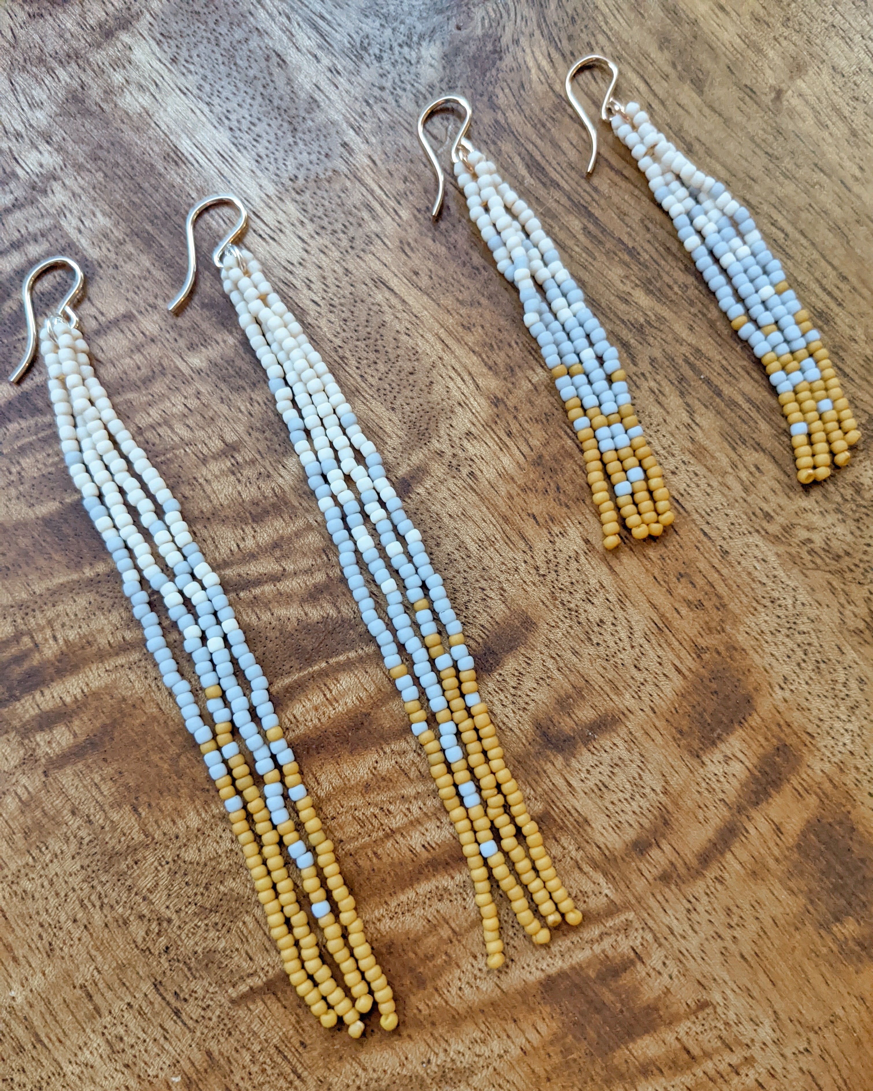 Morning Tides Long Fringe Beaded Earrings