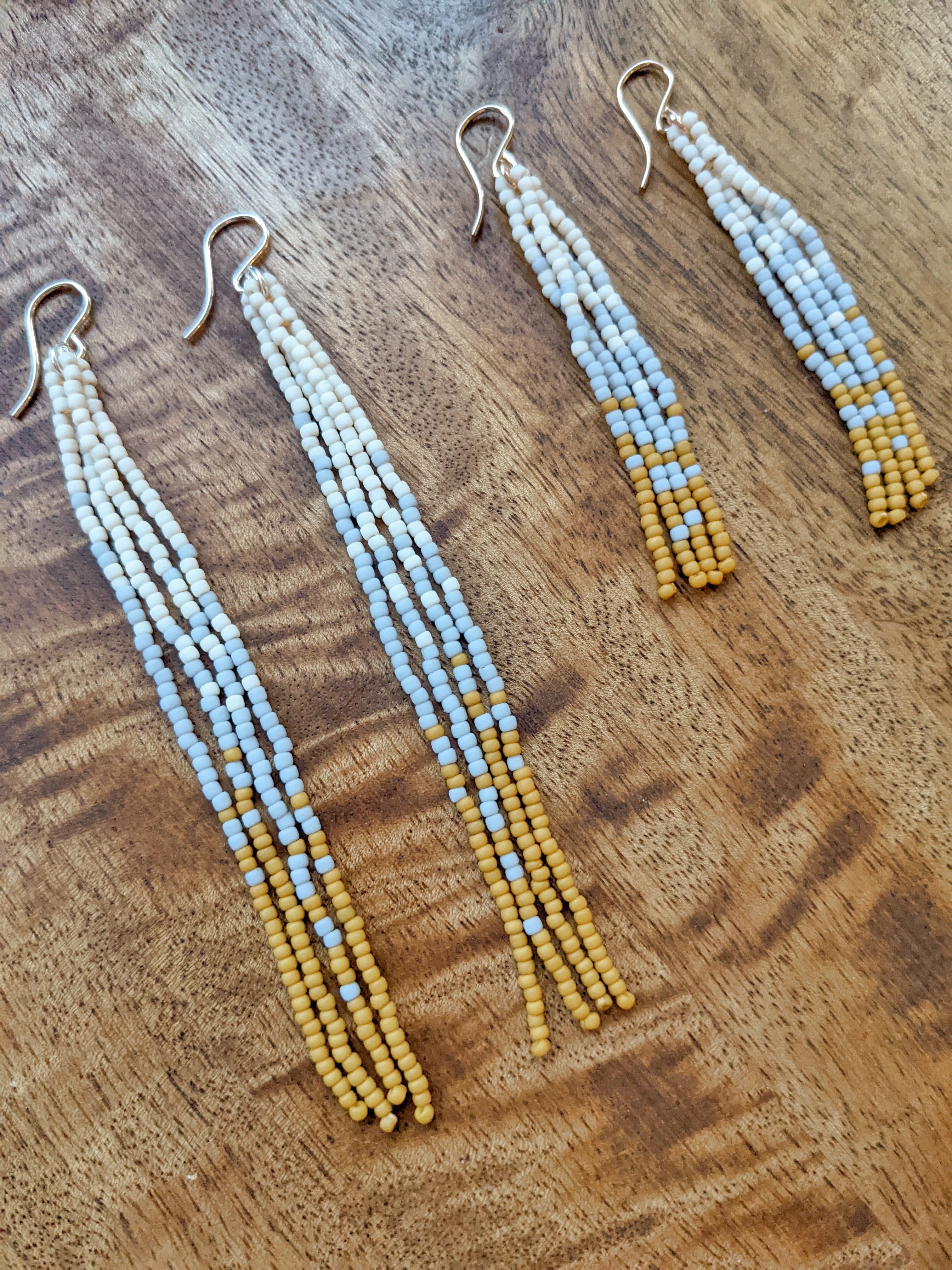 Morning Tides Short Fringe Beaded Earrings