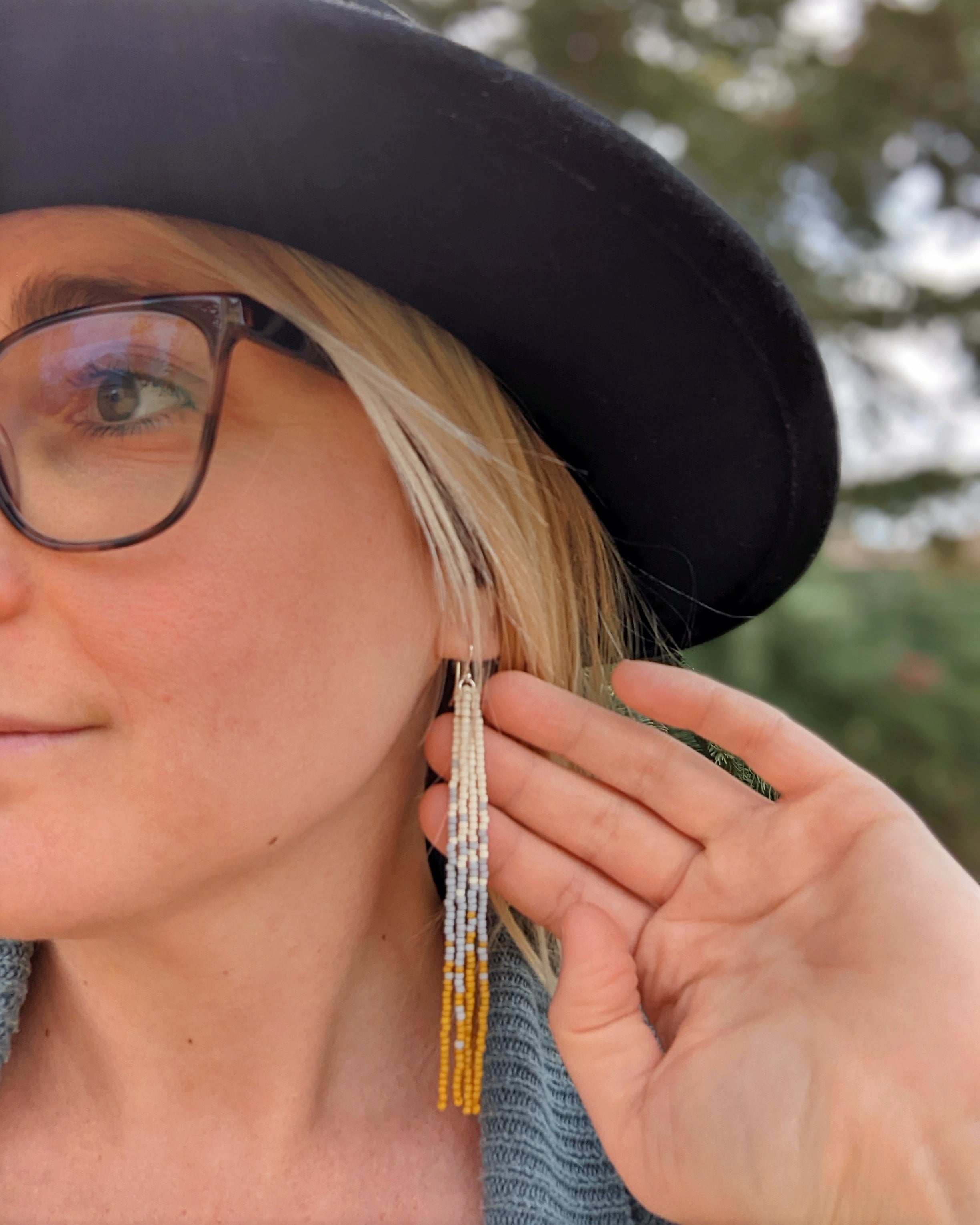 Morning Tides Long Fringe Beaded Earrings