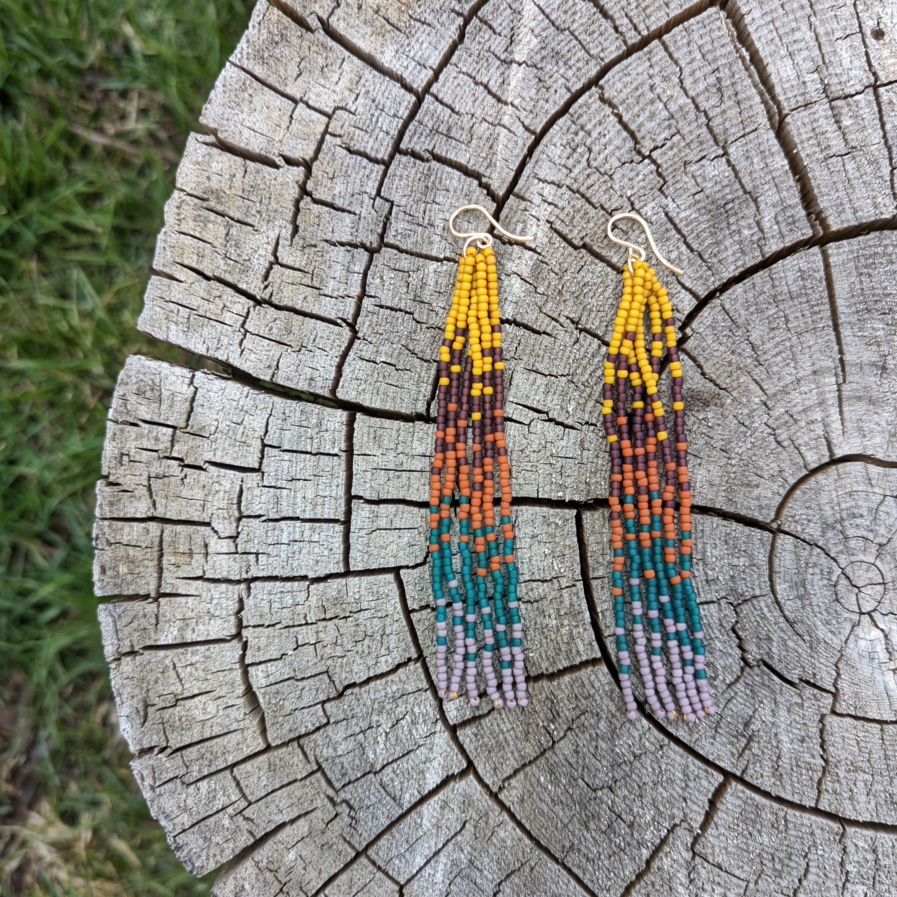 Twilight Tides 6 Strand Long Fringe Earring