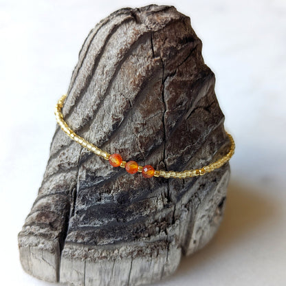 Carnelian Triple Golden Courage Bracelet