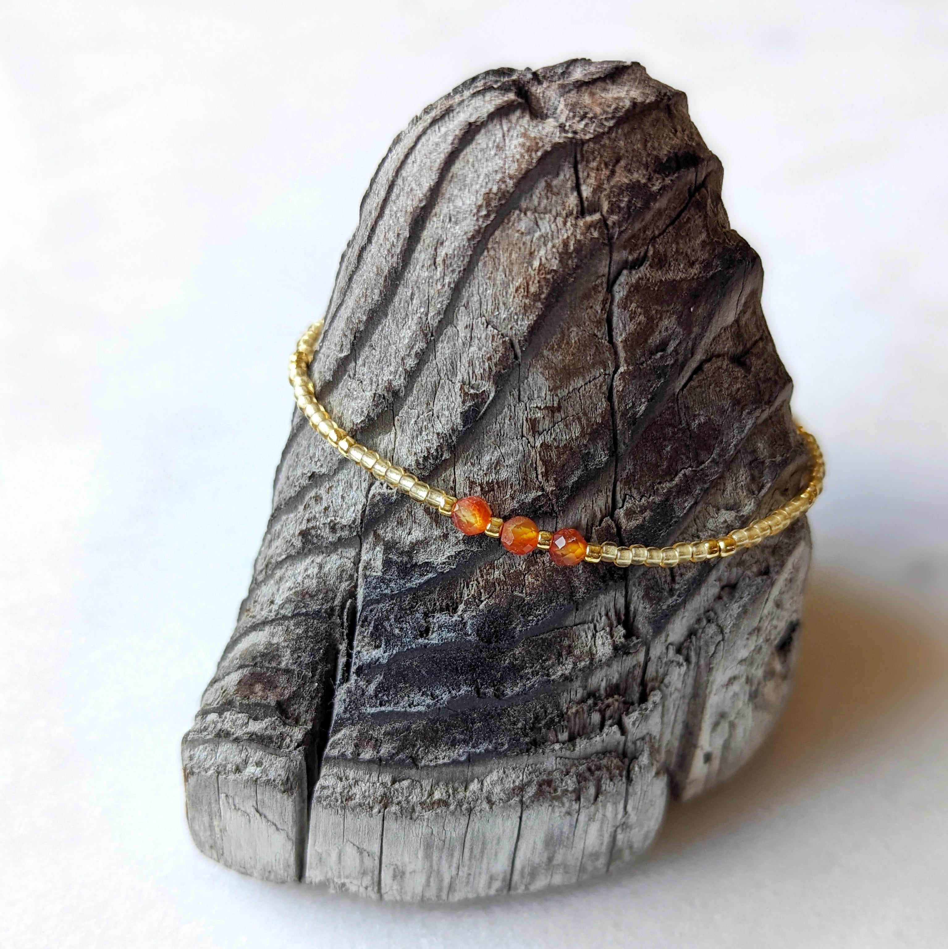 Carnelian Triple Golden Courage Bracelet