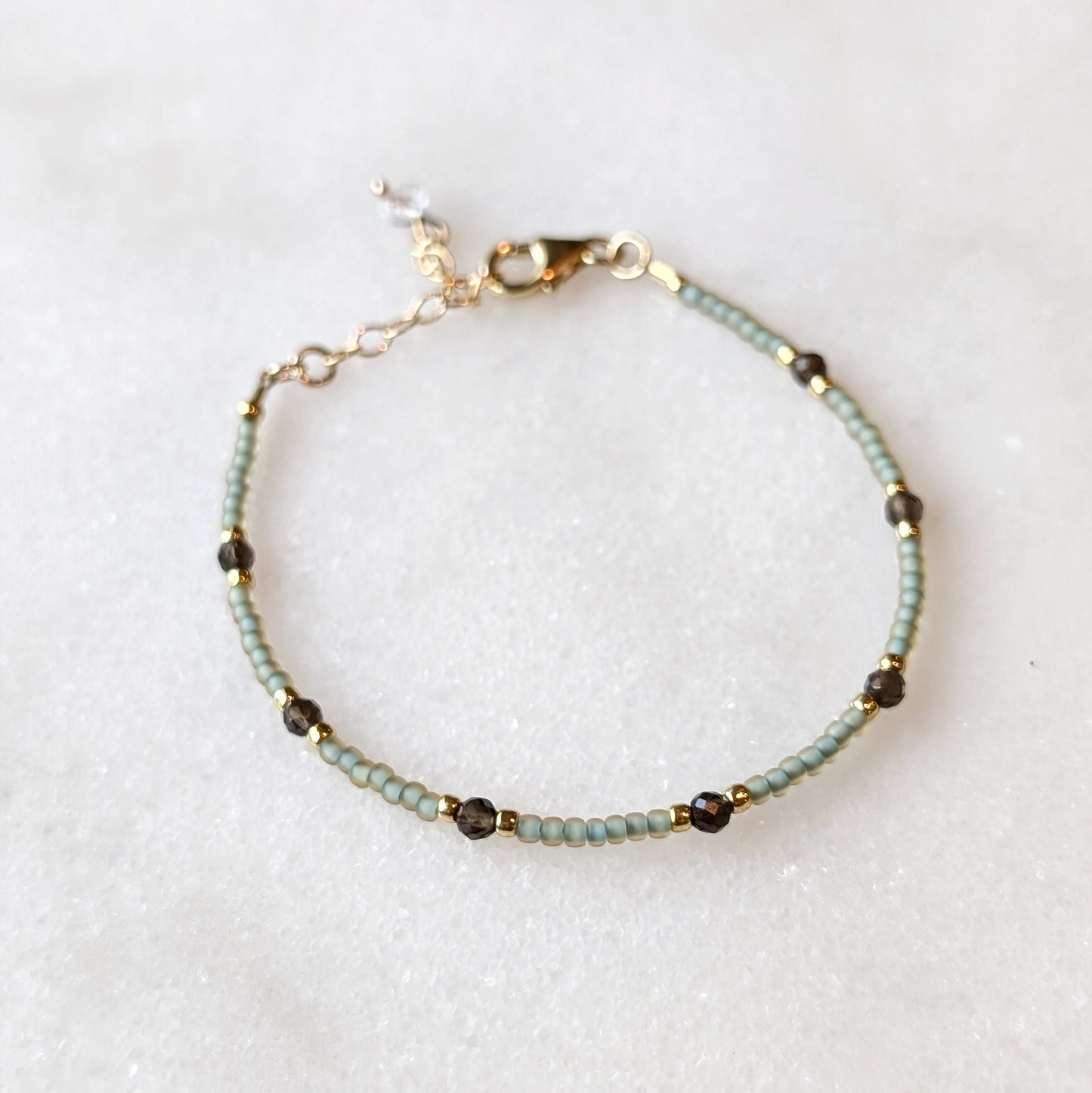 Smoky Quartz Grounding Sea Foam Bracelet