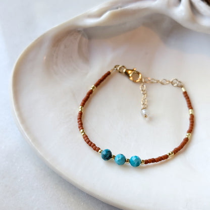 Turquoise Triple Terra Cotta Bracelet