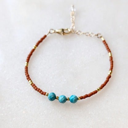 Turquoise Triple Terra Cotta Bracelet