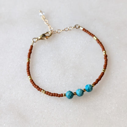 Turquoise Triple Terra Cotta Bracelet