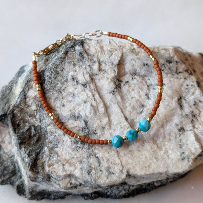 Turquoise Triple Terra Cotta Bracelet