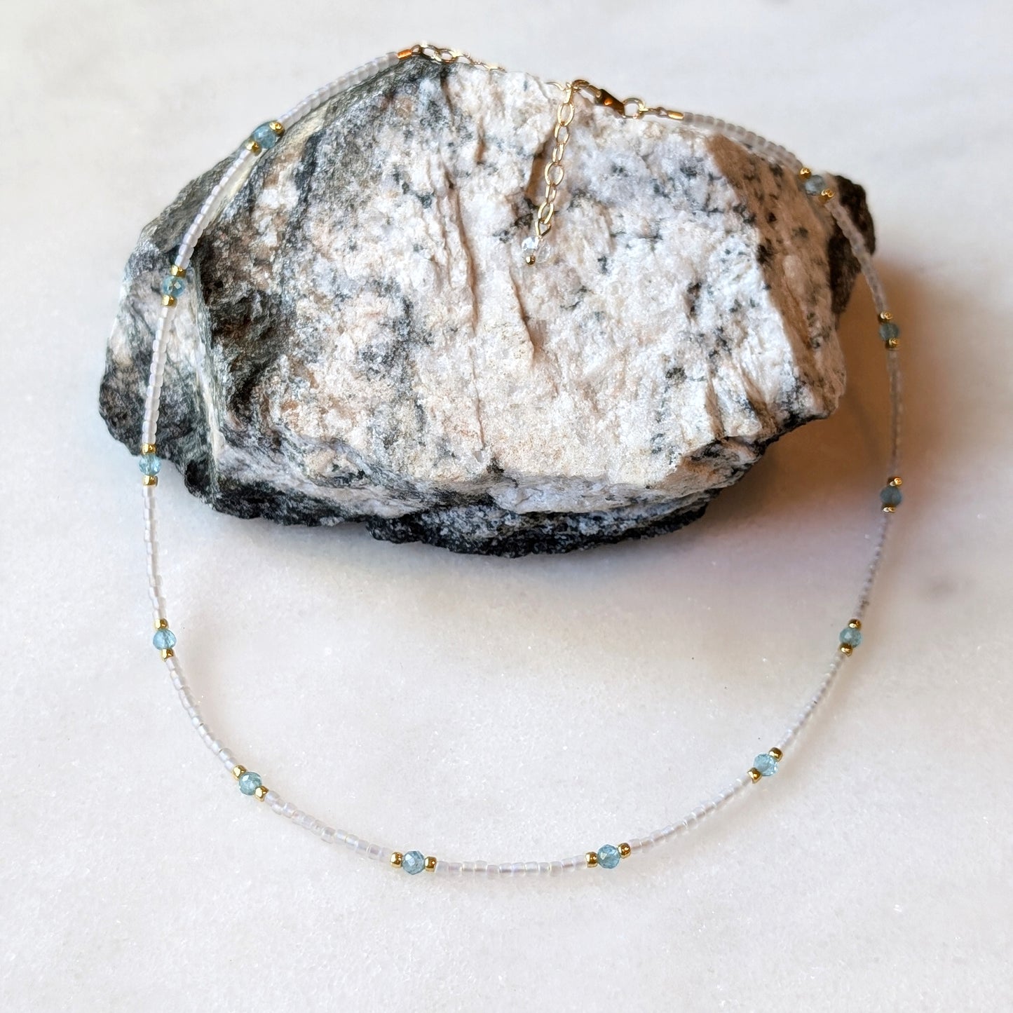 Aqua Blue Apatite Crystal Waters Necklace