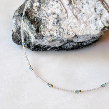 Aqua Blue Apatite Crystal Waters Necklace