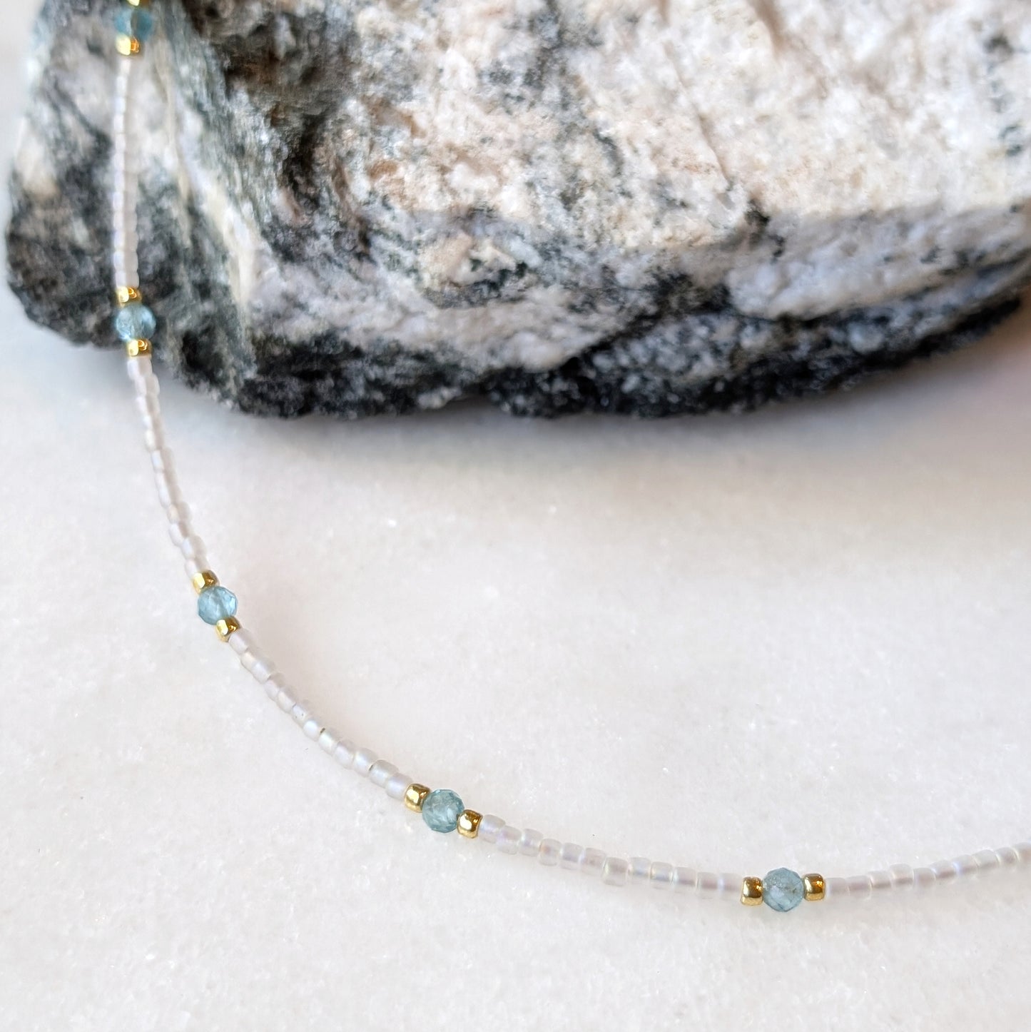 Aqua Blue Apatite Crystal Waters Necklace