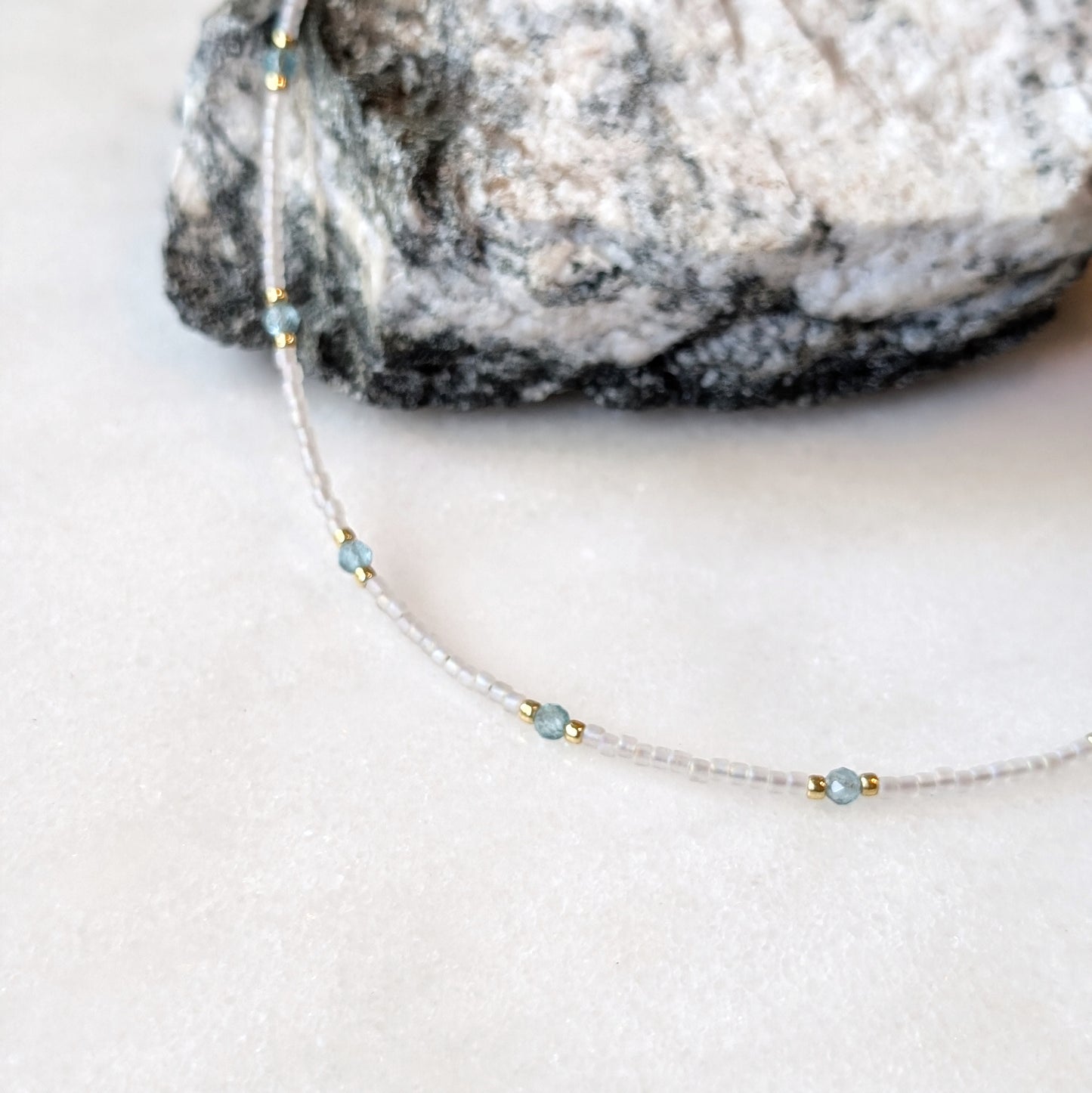 Aqua Blue Apatite Crystal Waters Necklace