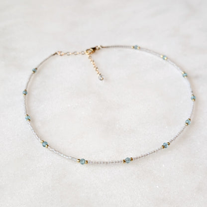 Aqua Blue Apatite Crystal Waters Necklace