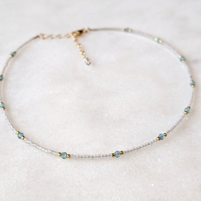 Aqua Blue Apatite Crystal Waters Necklace