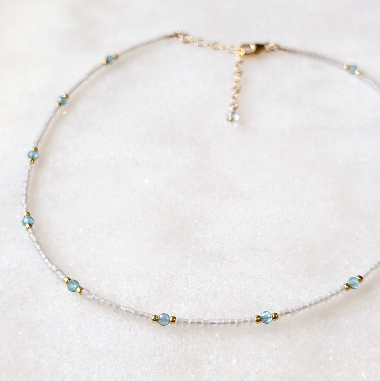 Aqua Blue Apatite Crystal Waters Necklace