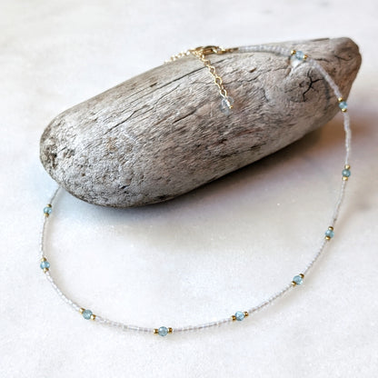 Aqua Blue Apatite Crystal Waters Necklace