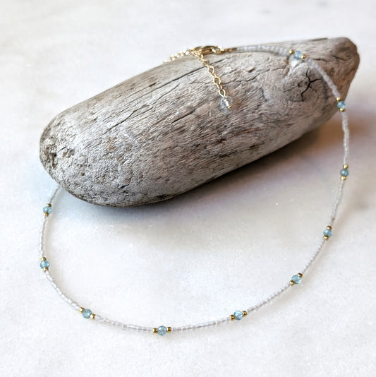 Aqua Blue Apatite Crystal Waters Necklace