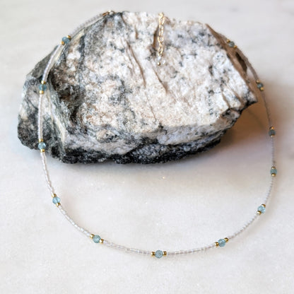 Aqua Blue Apatite Crystal Waters Necklace