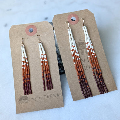 Warm Autumn Short Beaded Fringe Earrings