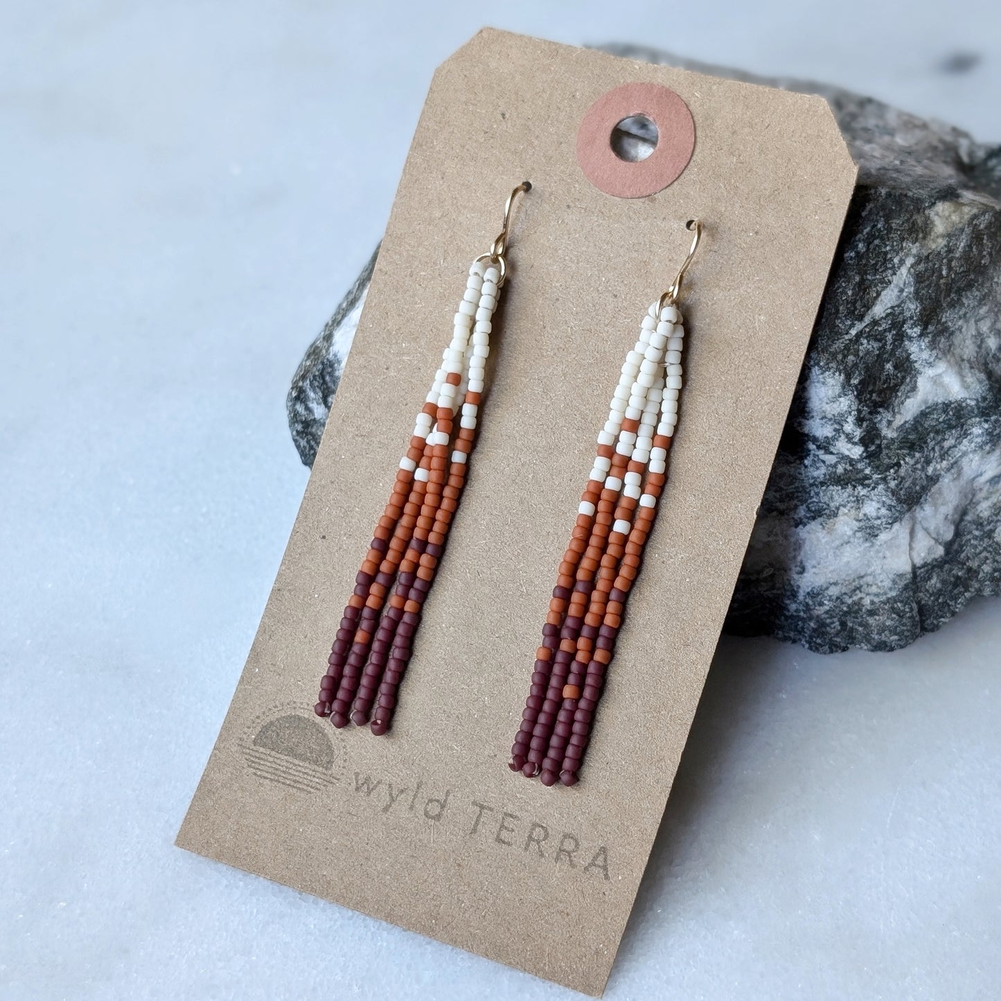 Warm Autumn Short Beaded Fringe Earrings