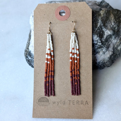 Warm Autumn Short Beaded Fringe Earrings