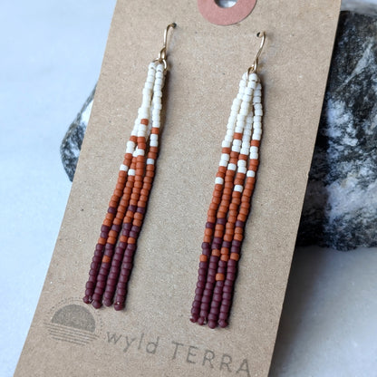 Warm Autumn Short Beaded Fringe Earrings