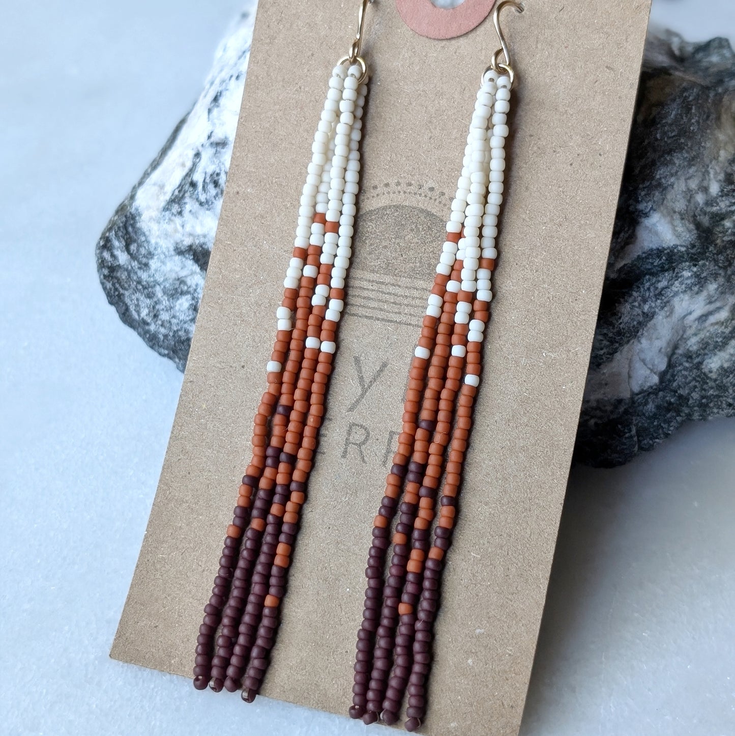 Warm Autumn Long Fringe Beaded Earrings